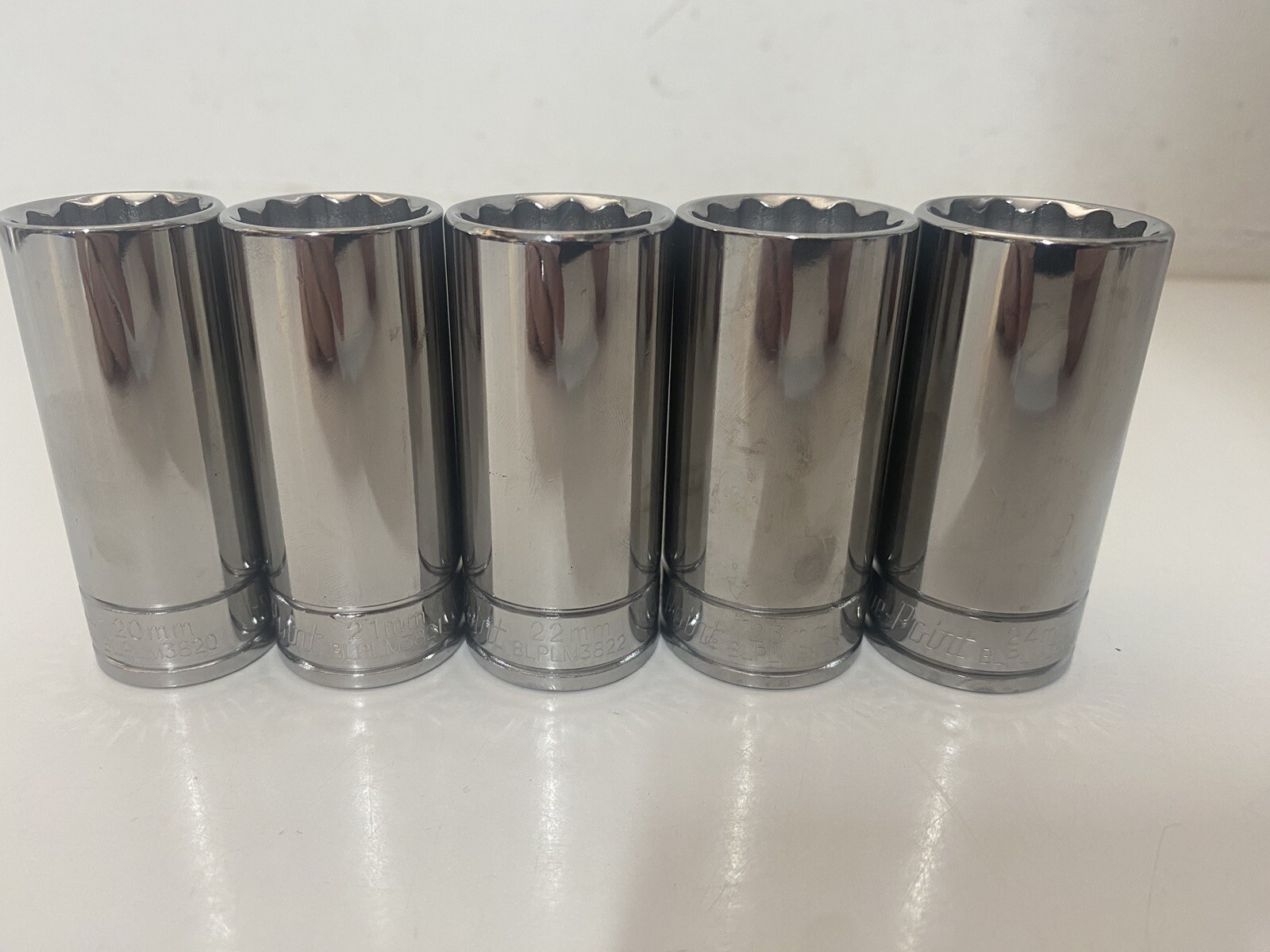 Blue Point 3/8” Deep 20-24mm 12 Point 5pc Set As Sold By Snap On New