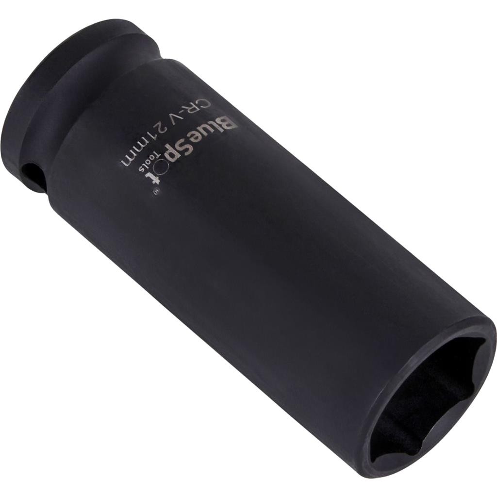 BlueSpot 21mm Deep Socket Impact Hex 6 Point Single CRV Steel 1/2″ Drive