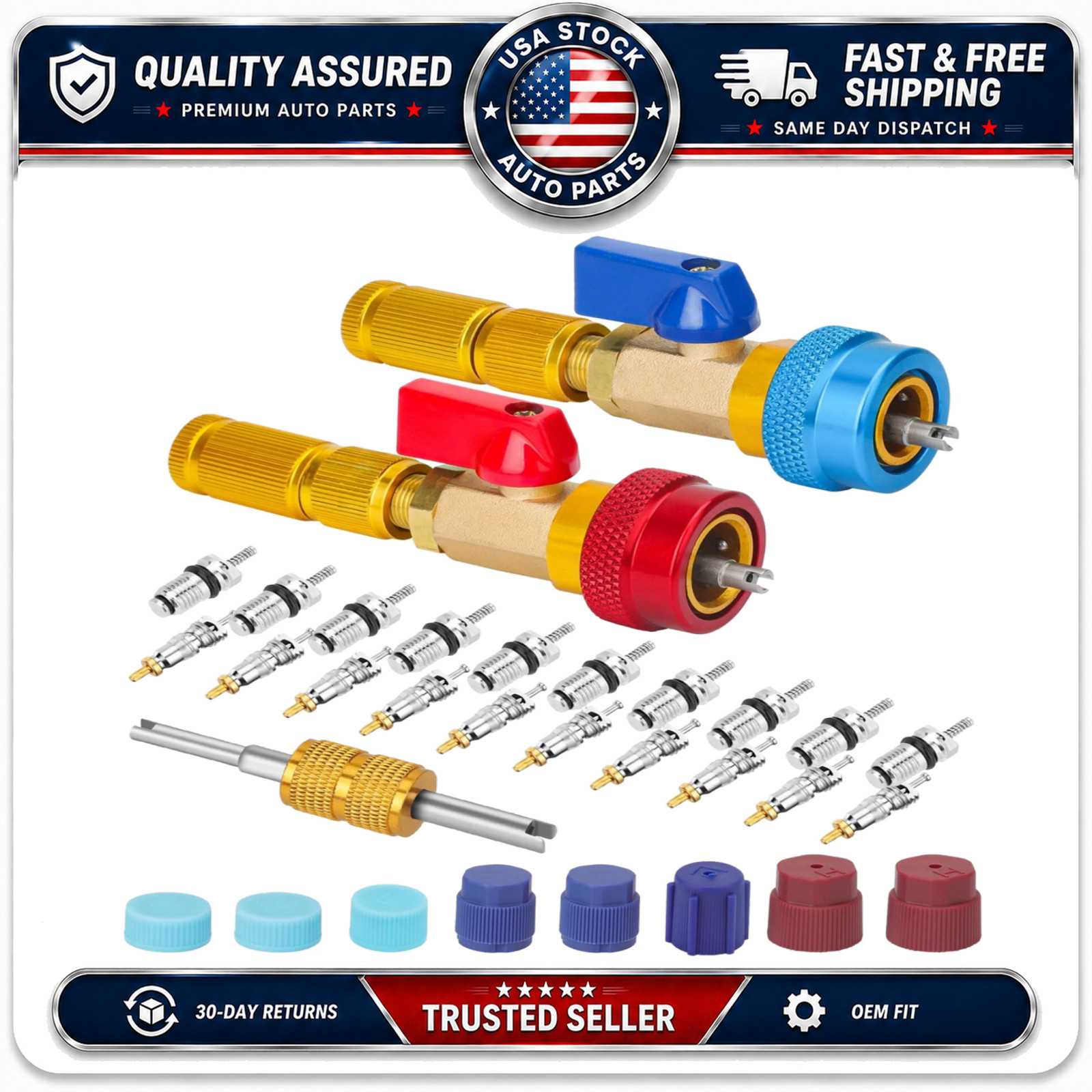 R134A A/C Valve Core Tool High Low Pressure Air Conditioning Repair Kit