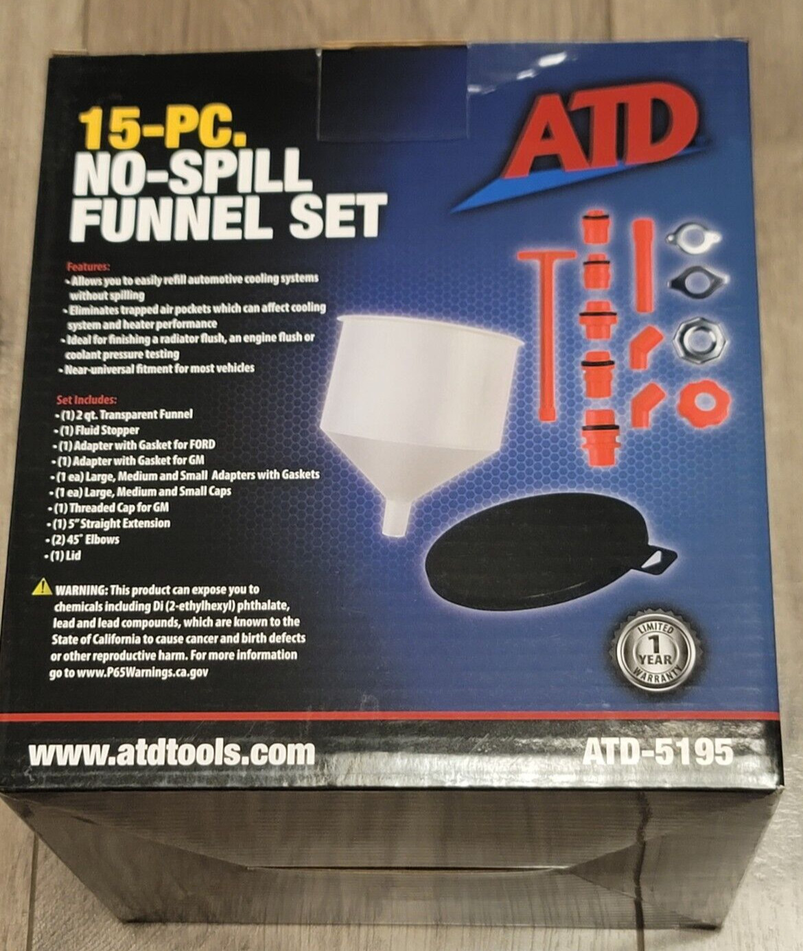 ATD 15pc No-Spill Cooling System Funnel Set, Works With Most Vehicles #5195