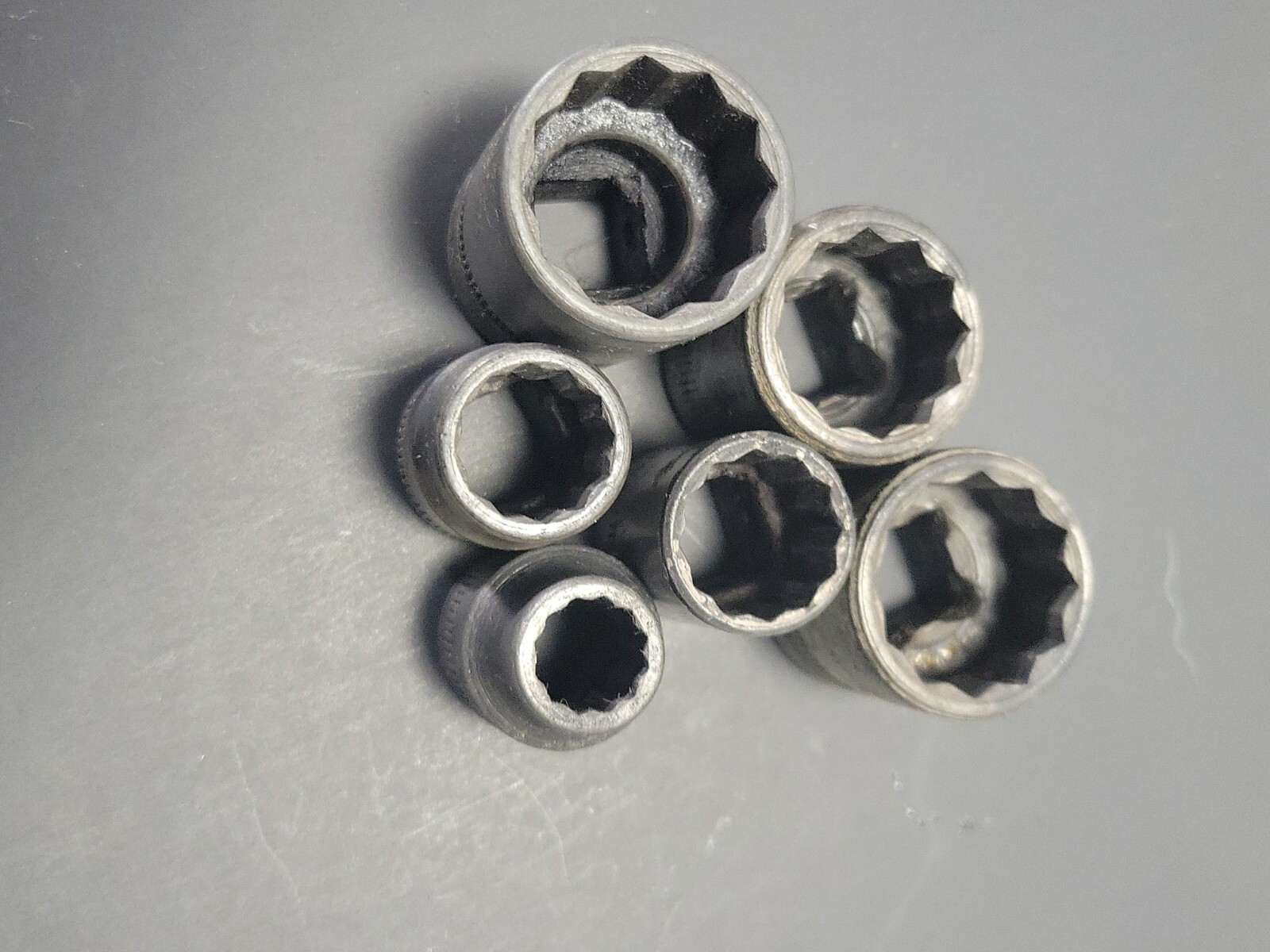 Lot of 6 Sockets 15/16″ 7/16″ 13/16″ 9/16″ 7/8″ 5/8″ SAE 1/2″ Drive 12 Point