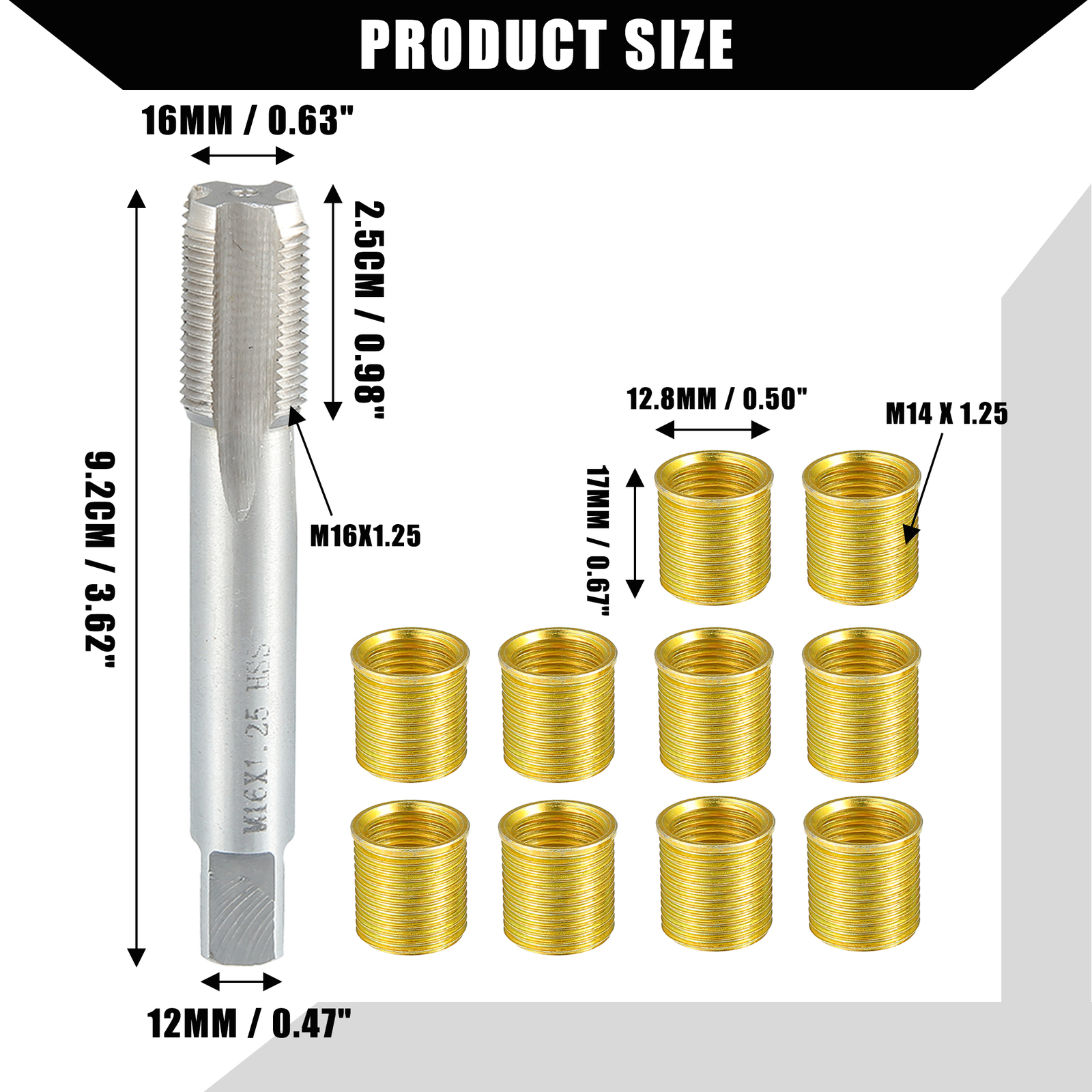 Universal Pack (1) Spark Plug Thread Repair Tool w/ M14x1.25 Insert M16x1.25 Tap