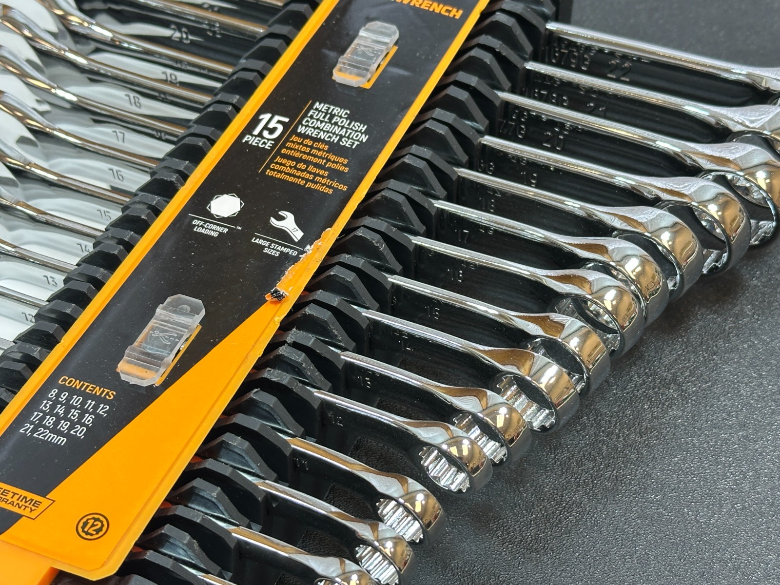 NEW GearWrench Tools 15pc Metric 8mm-22mm Full Polish NON RATCHETING Wrench Set