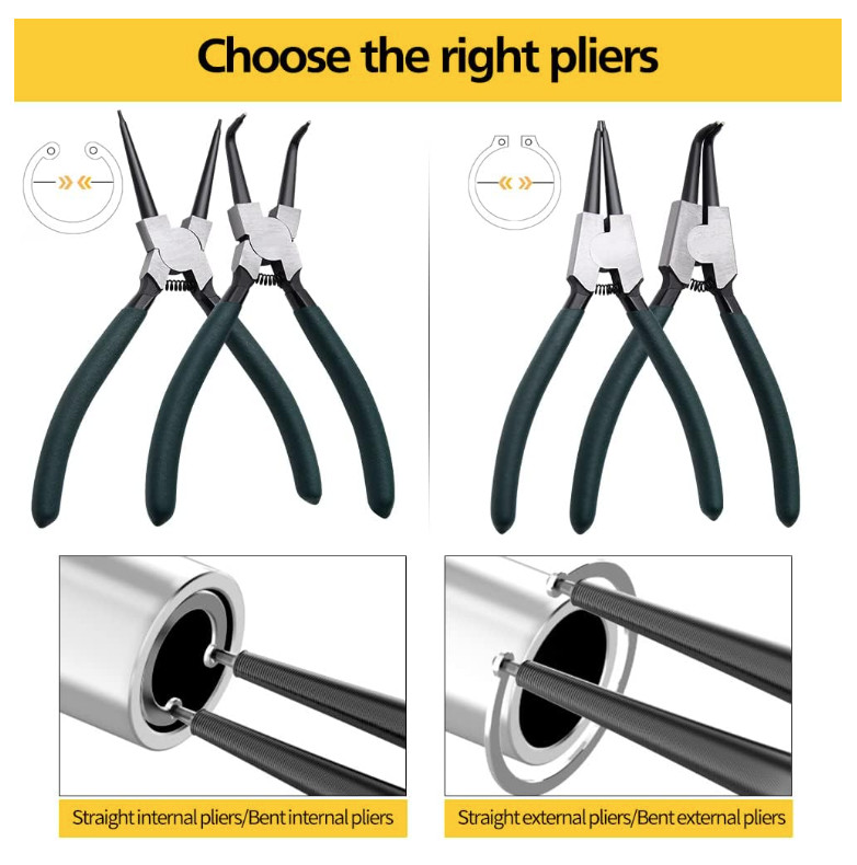 Snap Ring Pliers Set, 4pcs 7″ Internal/External Circlip Pliers Kit