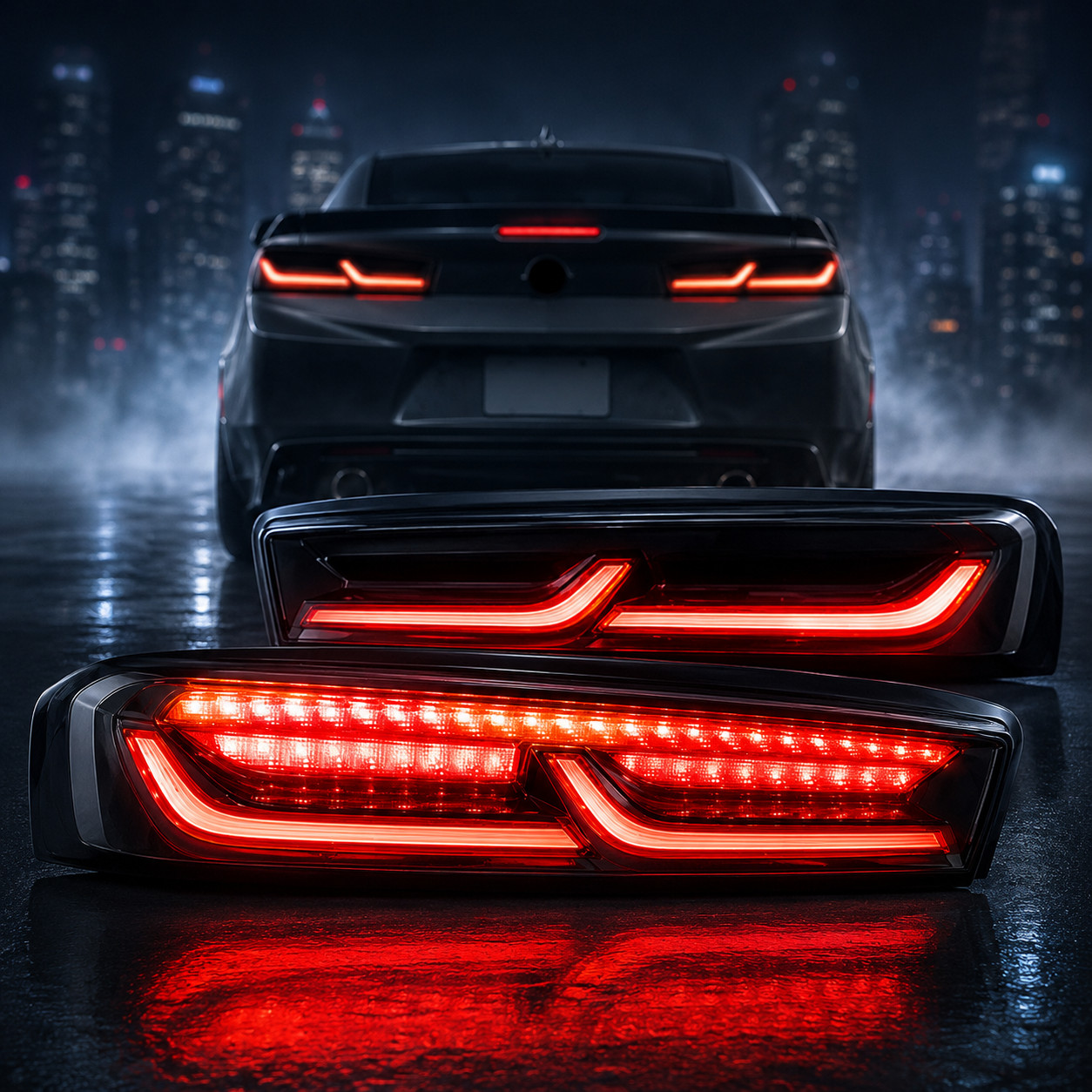 Tail Lights For Chevy Camaro 2016-2018 LED DRL Smoked Sequential Lamps One Pair