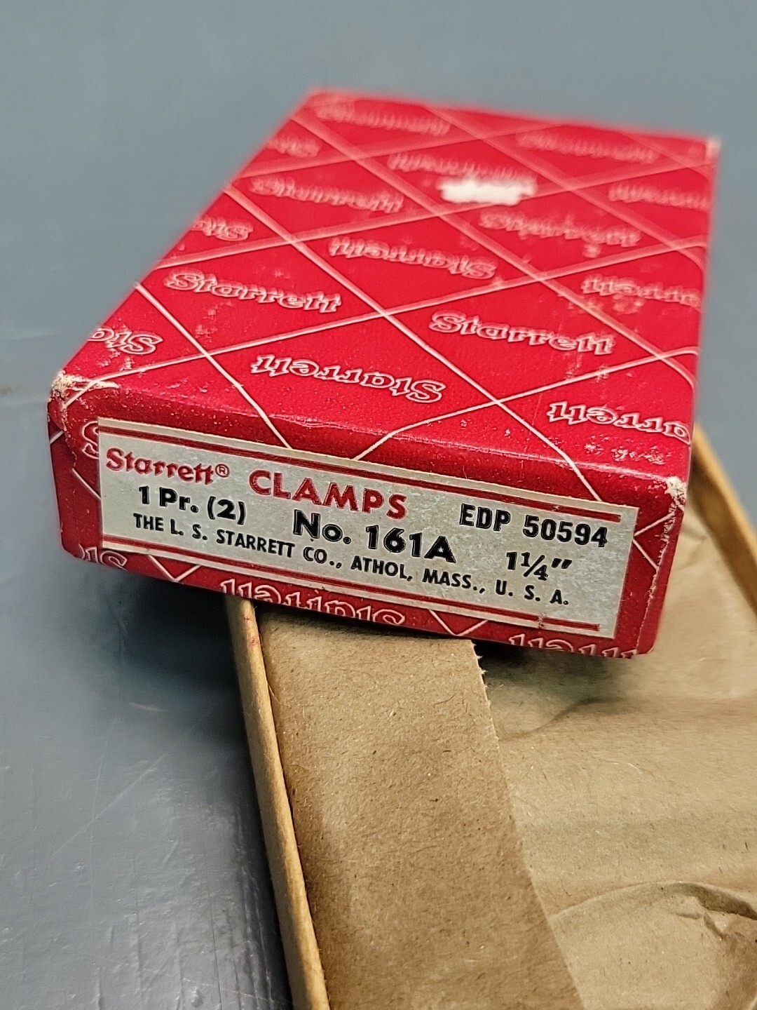L. S. Starrett Machinist Parallel Clamps # 161A 2 Clamps W/ Owner Mark NOS