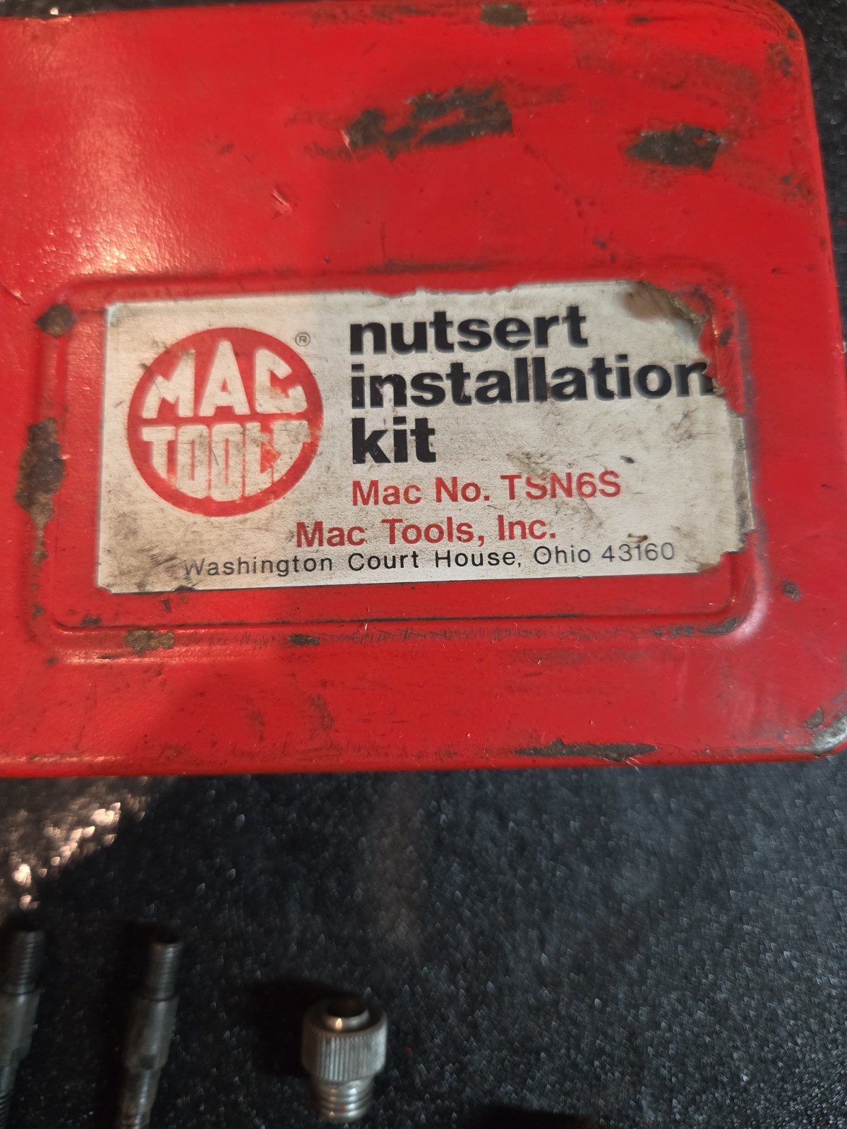 Mac Tools TSN6S Nutsert Installation Kit- Metal case heavily worn, see pics