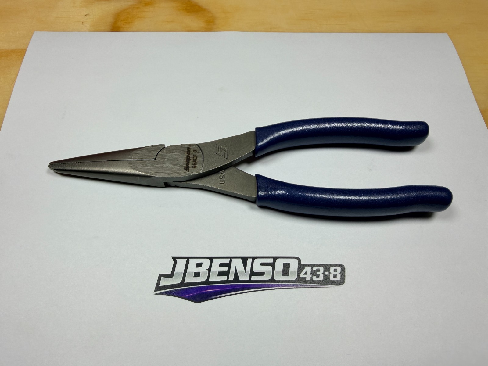 Snap-on Tools USA NEW POWER BLUE 8″ Soft Grip Needle Nose Pliers 96ACFMB