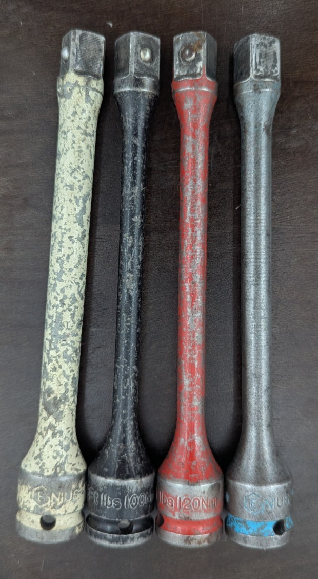Genius Tools Torque Extension Bar Torque Stick Set Lot of 4