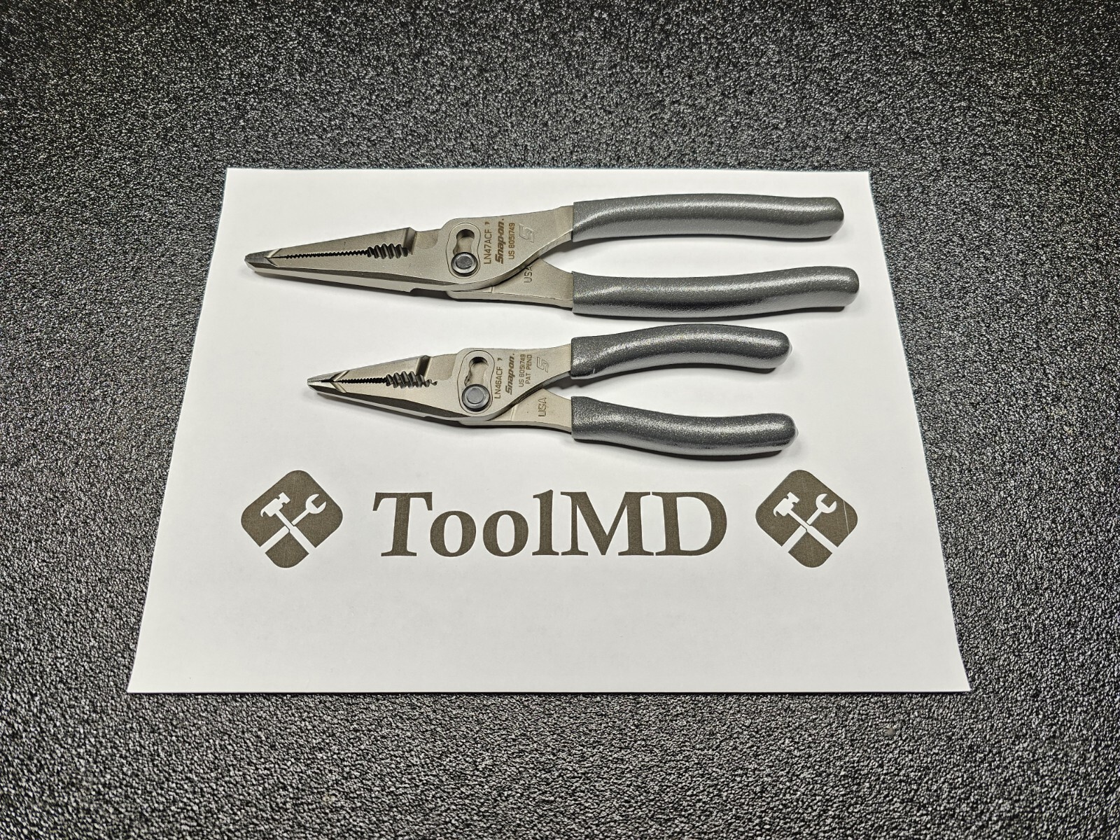 Snap-on Tools NEW 2pc DARK TITANIUM 7″ & 9″ Long Nose Slip Joint Pliers LN46ACF