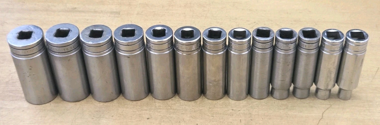 Snap On 313TSYA – 1/2″ Drive 13 Pc SAE Deep 6Pt Chrome Socket Set 3/8″ – 1-1/8″