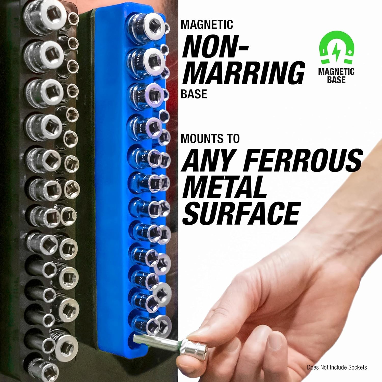 6 Pack Set Metric and SAE Magnetic Socket Tray Set, Green and Blue Socket Org…