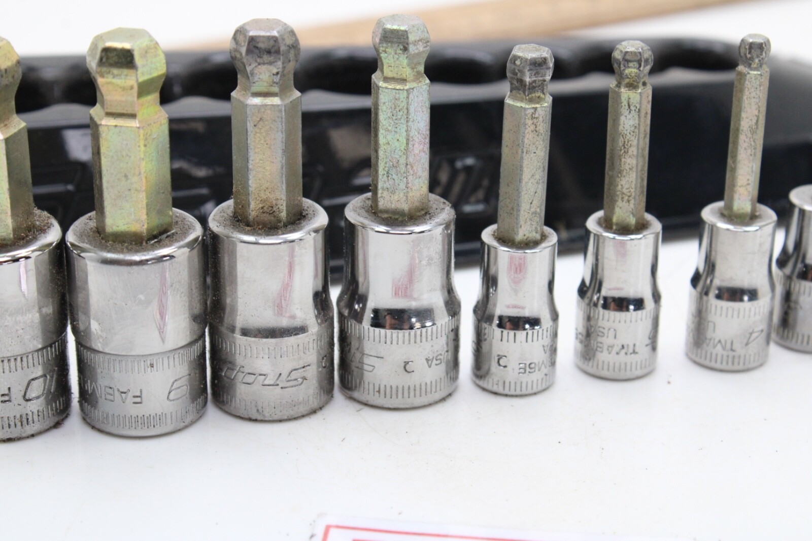 Snap-on 208EFTAMBTY 1/4 3/8 Dr. 3-10mm Ball End Hex Sockets Magnetic Holder USA
