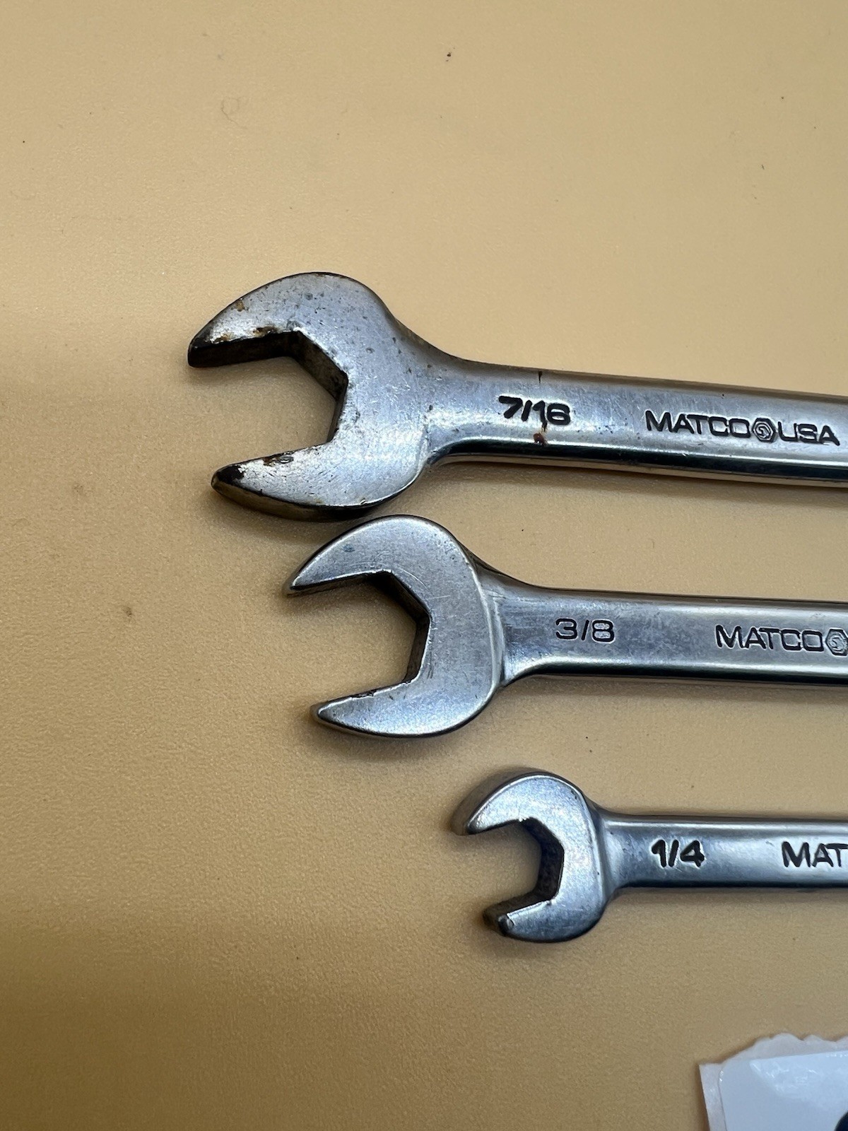 Matco Tools USA 3 Pcs WC146, WC126, WC86 SAE Combination Wrench 6 Point Chrome