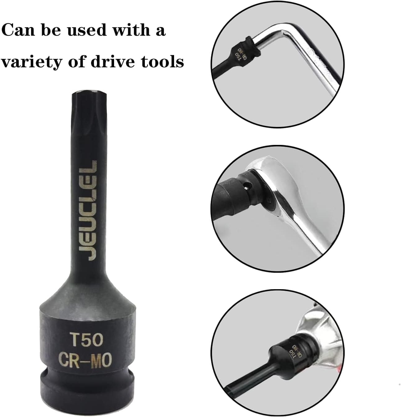 T50 Torx Star 6 Point Impact Bit Socket, 1/2-Inch Square Drive 3-Inch