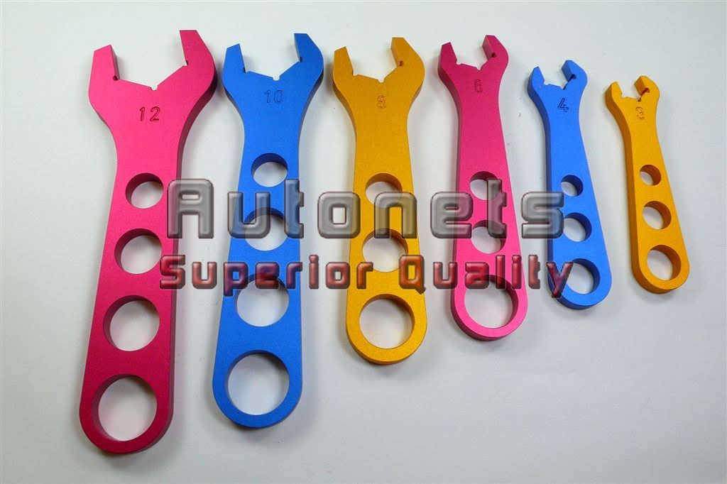 CNC Machined Aluminum AN Hose Fitting 6 Wrenches Complete Set 3AN-12AN Anodized