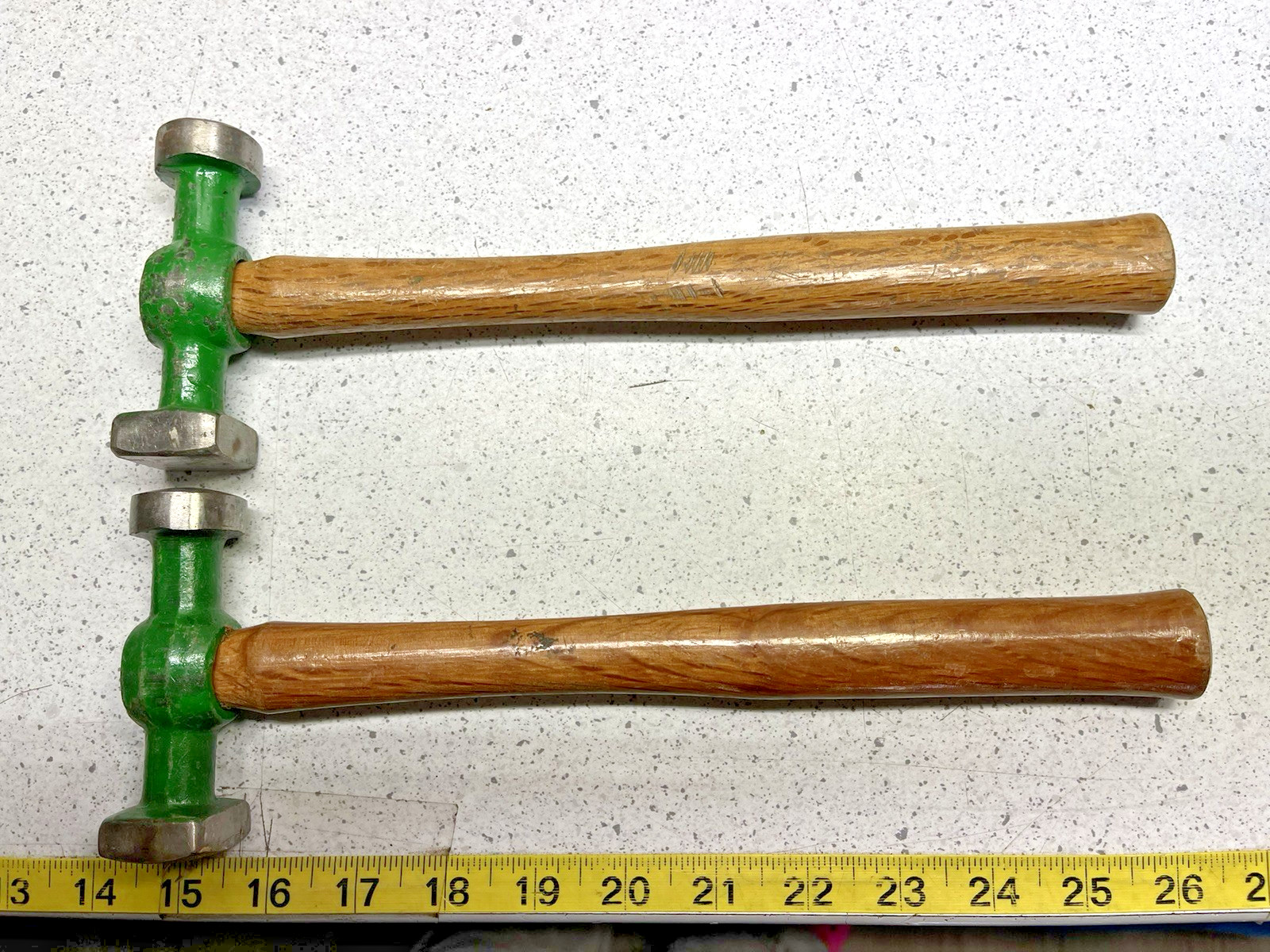 Used Auto Body Hammers & Dollies Set, Painted in green