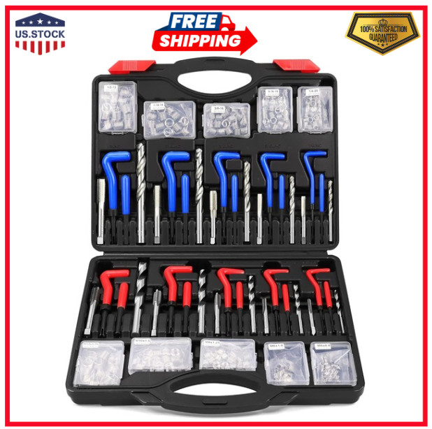 Helicoil Thread Repair Kit 320-Piece Metric SAE Heli Coil Thread Repair Kit with