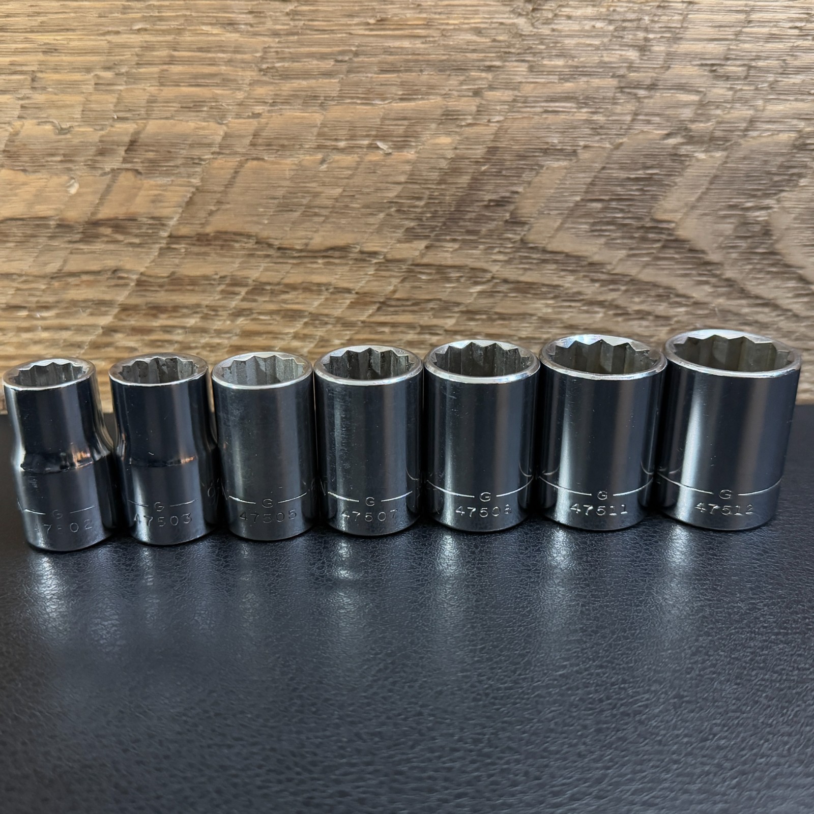 Craftsman USA 1/2 Drive SAE Socket Set 7pc 1/2-7/8″ 12PT -G- 47502-47512 Vintage