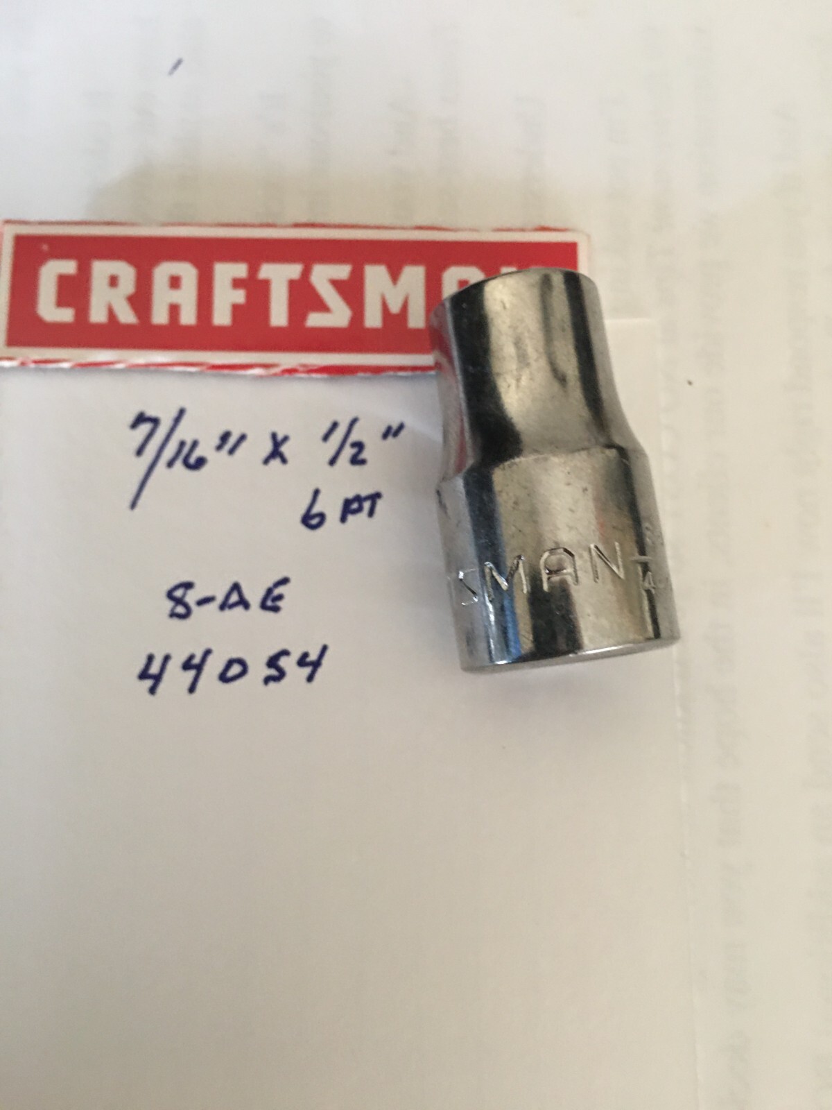 Craftsman 7/16″ x 1/2″ Dr Socket – S-AE 44054- 6 Point – Free USA Shipping