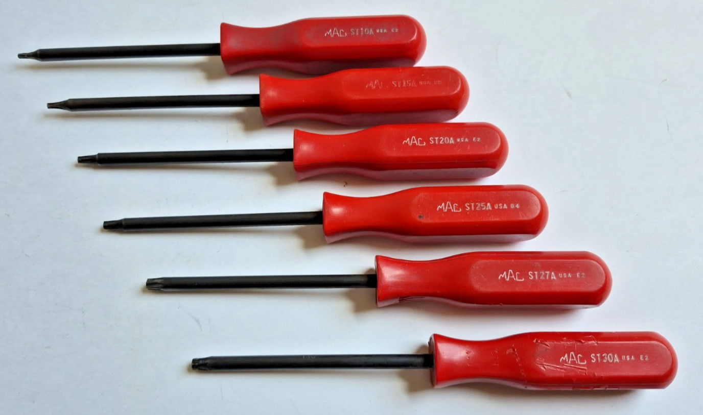 Mac Tools Torx Star 6pc Screw Driver Set ST10A,ST15A,ST20A,ST25A,ST27A,ST30A USA