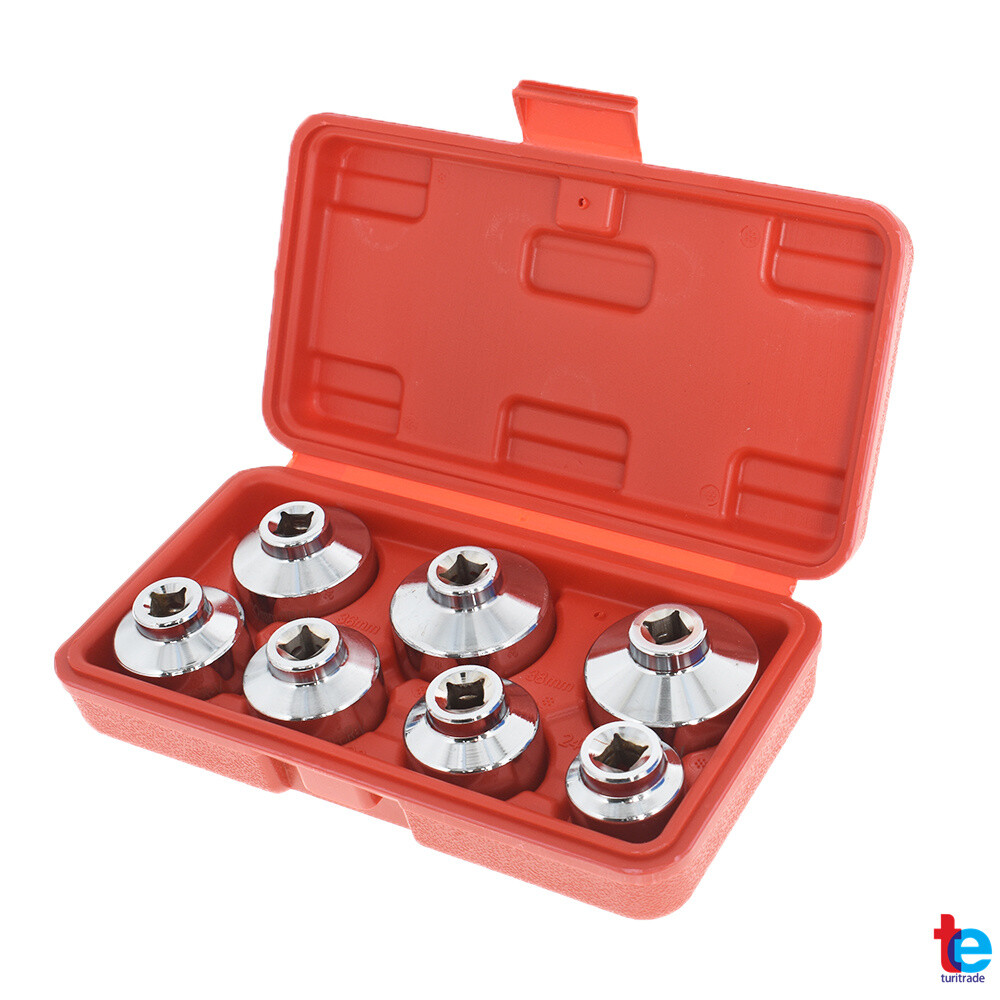 7-Piece Paper Cartridge Housing Oil Filter Cap Wrench Socket Set Tool Kit