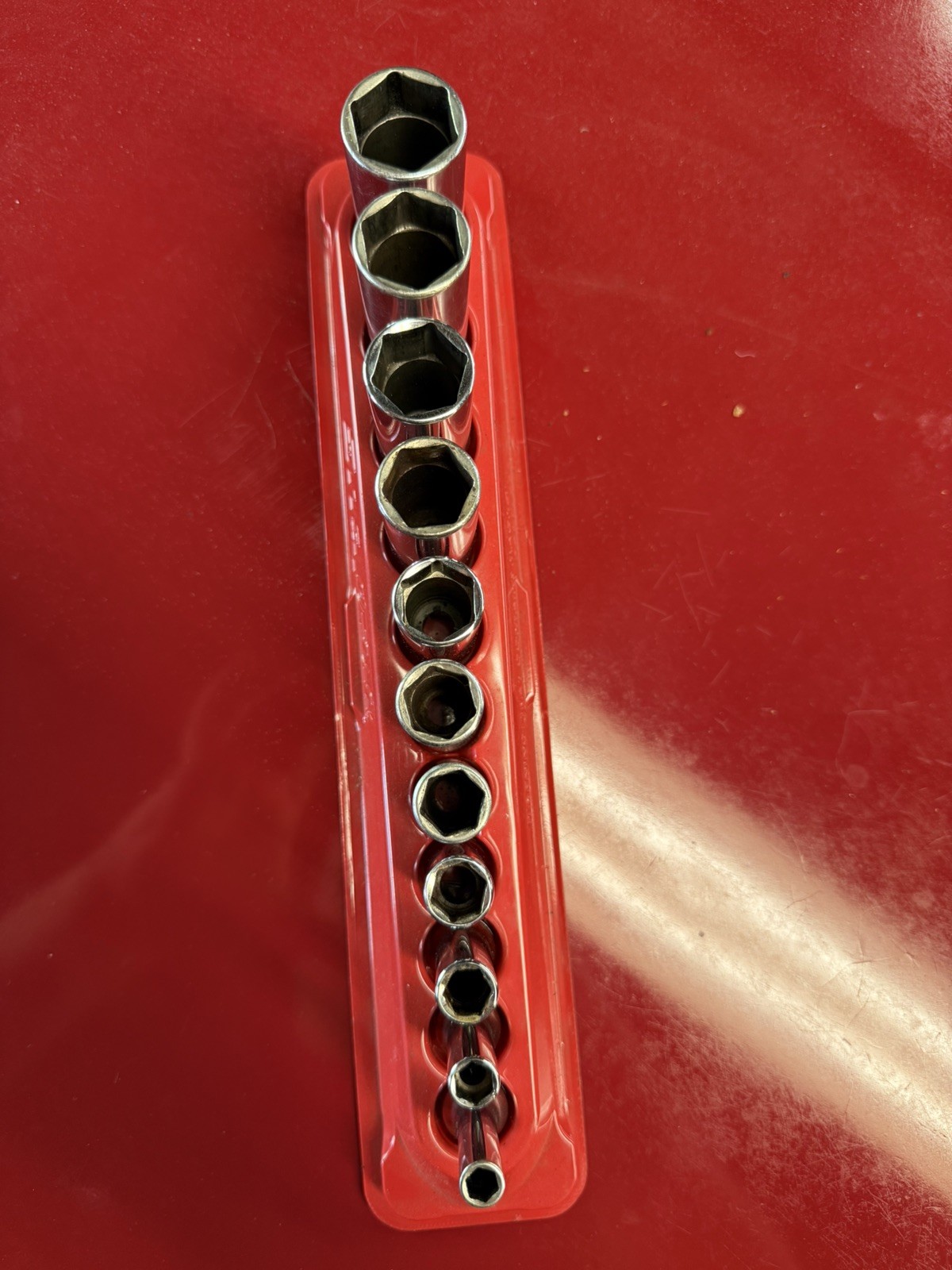 Snap On 11pc 3/8″ Drive 6-Point Deep Chrome SAE Socket Set 1/4-7/8″ 211SFSY