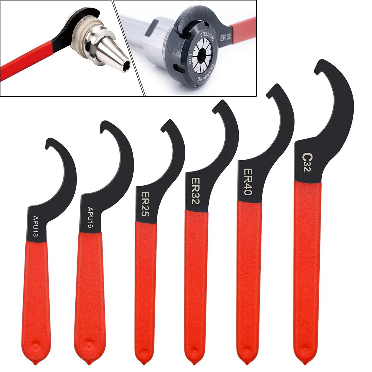 C-Shape Hook Spanner Wrench Set – 6pcs Alloy Tools for Suspension Repair