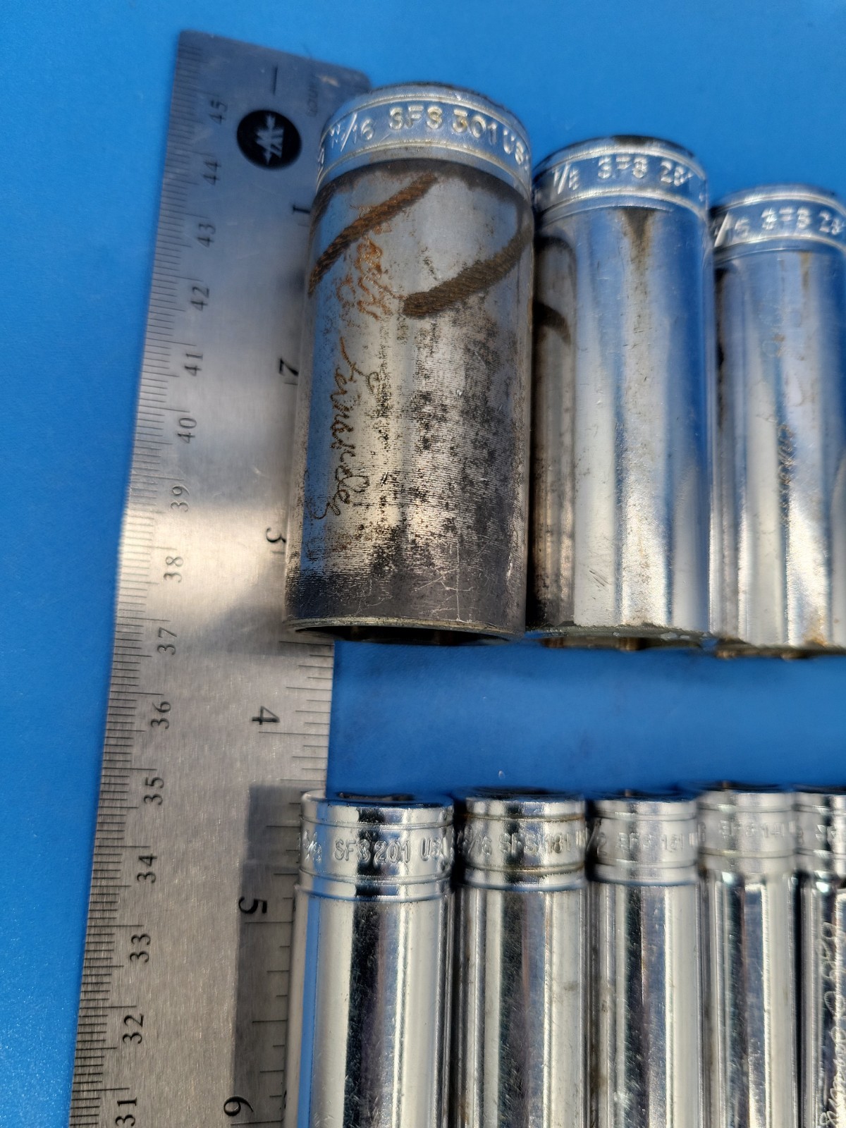 Snap-on Tools Deep Socket Set ⅜” Dr ¼” to 15/16” 6 Pt SFS Ser 12 Pcs USA S-12-10