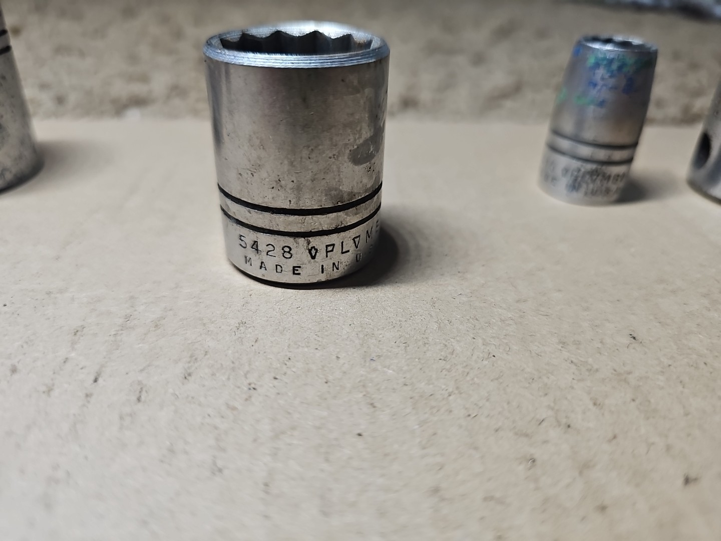 Lot of 7 Vintage Plvmb Plomb Sockets 7/8, 1-1/16, 1-1/8, 1/2