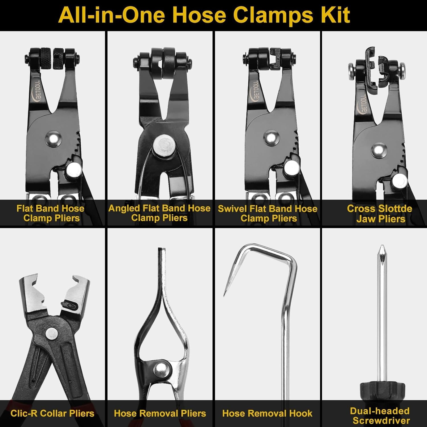 Durable Carbon Steel Hose Clamp Pliers – 9 Piece Set for Diverse Applications