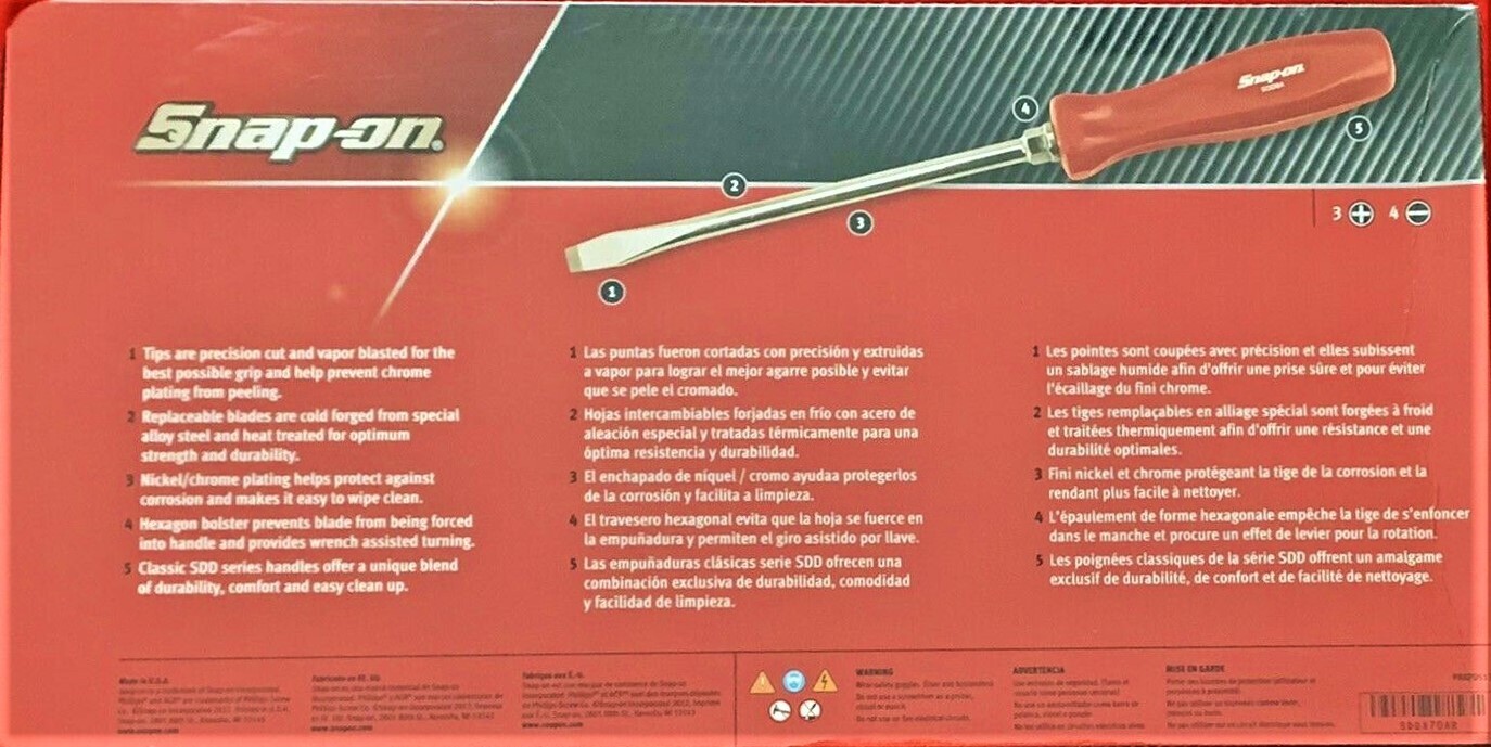 *NEW* Snap On Screwdriver Set, Combination 7 Pcs. *RED HARD HANDLES* SDDX70AR