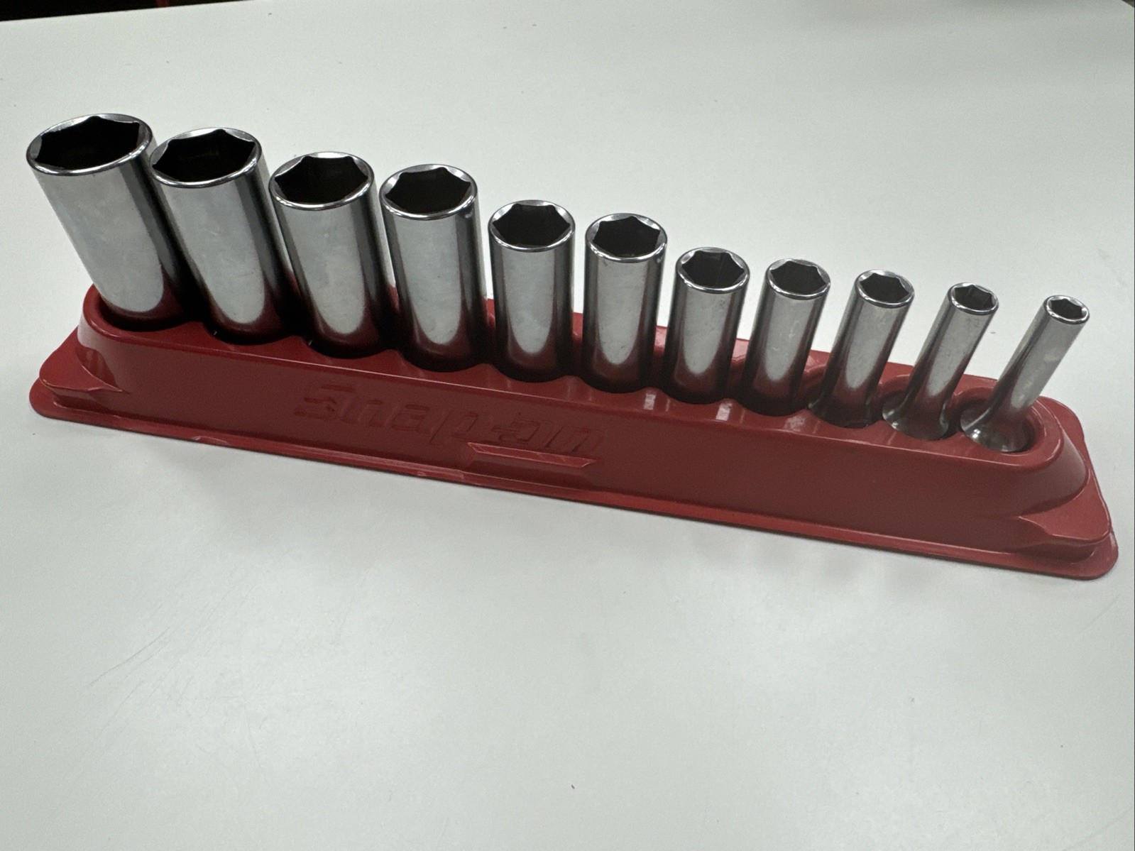 For Snap-on Tools 11pc 3/8″ Drive SAE 6 Point Deep Chrome Socket Set 211SFSY