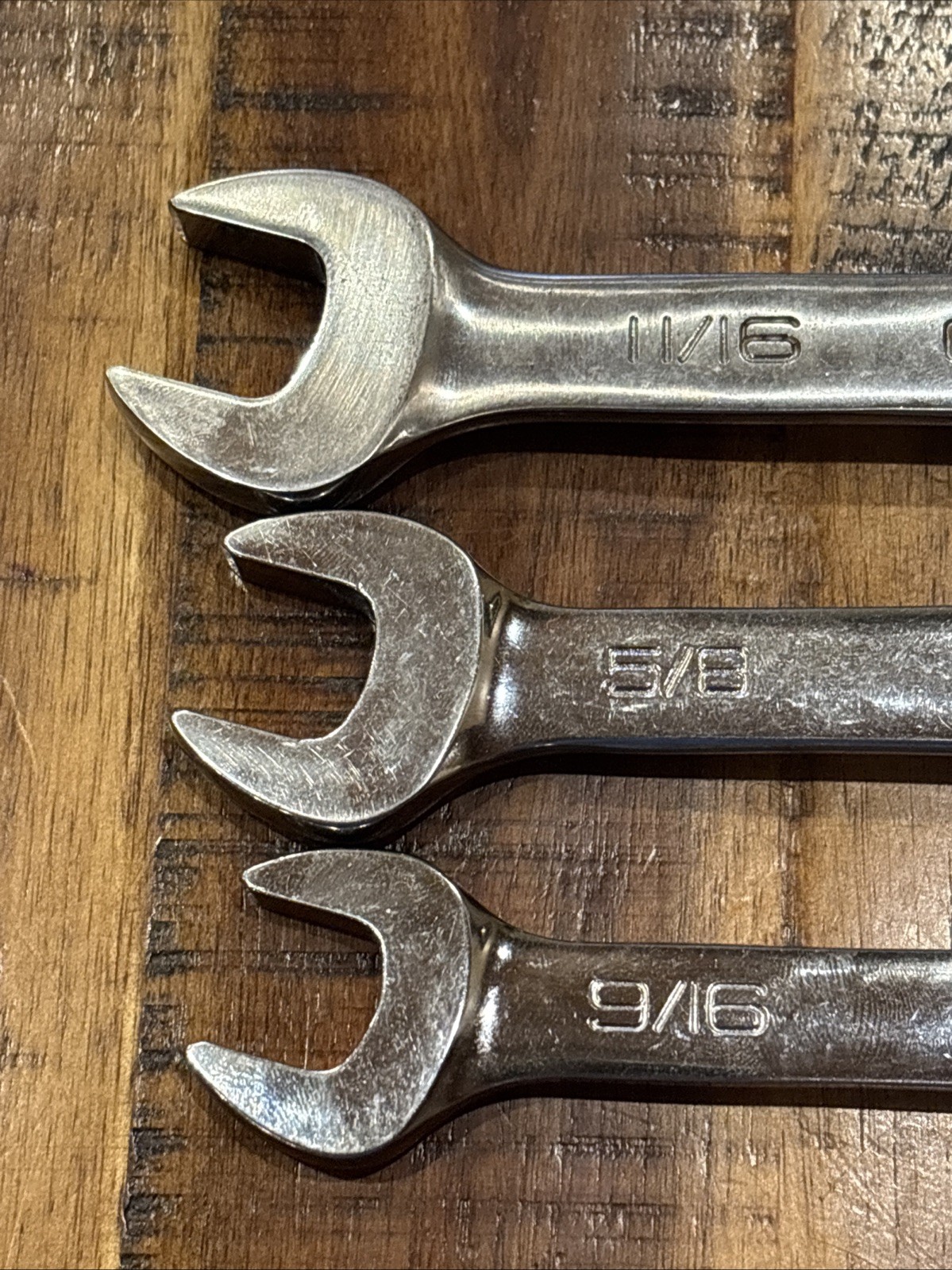 Snap On Tools 9/16”, 5/8”, & 11/16” Short Handle Combination Wrench 12pt USA EUC