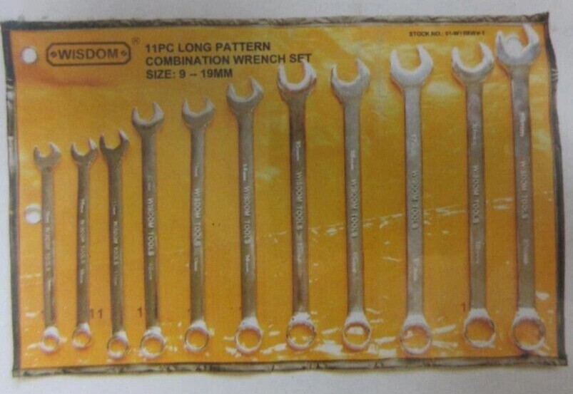 Wisdom 01-W11MWV-1 – 11pc Metric Long Pattern Combination Wrench Set (9mm – 19mm