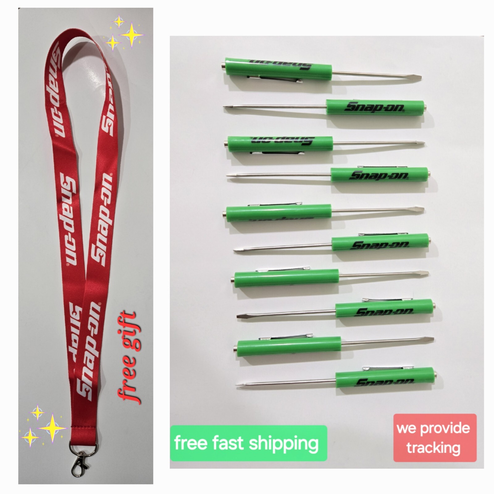 10X Snap on tools screwdrivers per order Green pocket screwdriver magnet end NEW