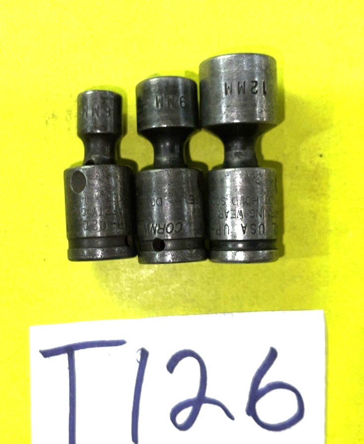 CORNWELL TOOLS 3 PIECE 1/4 DRIVE METRIC IMPACT SWIVEL SOCKETS 6, 9, 12MM
