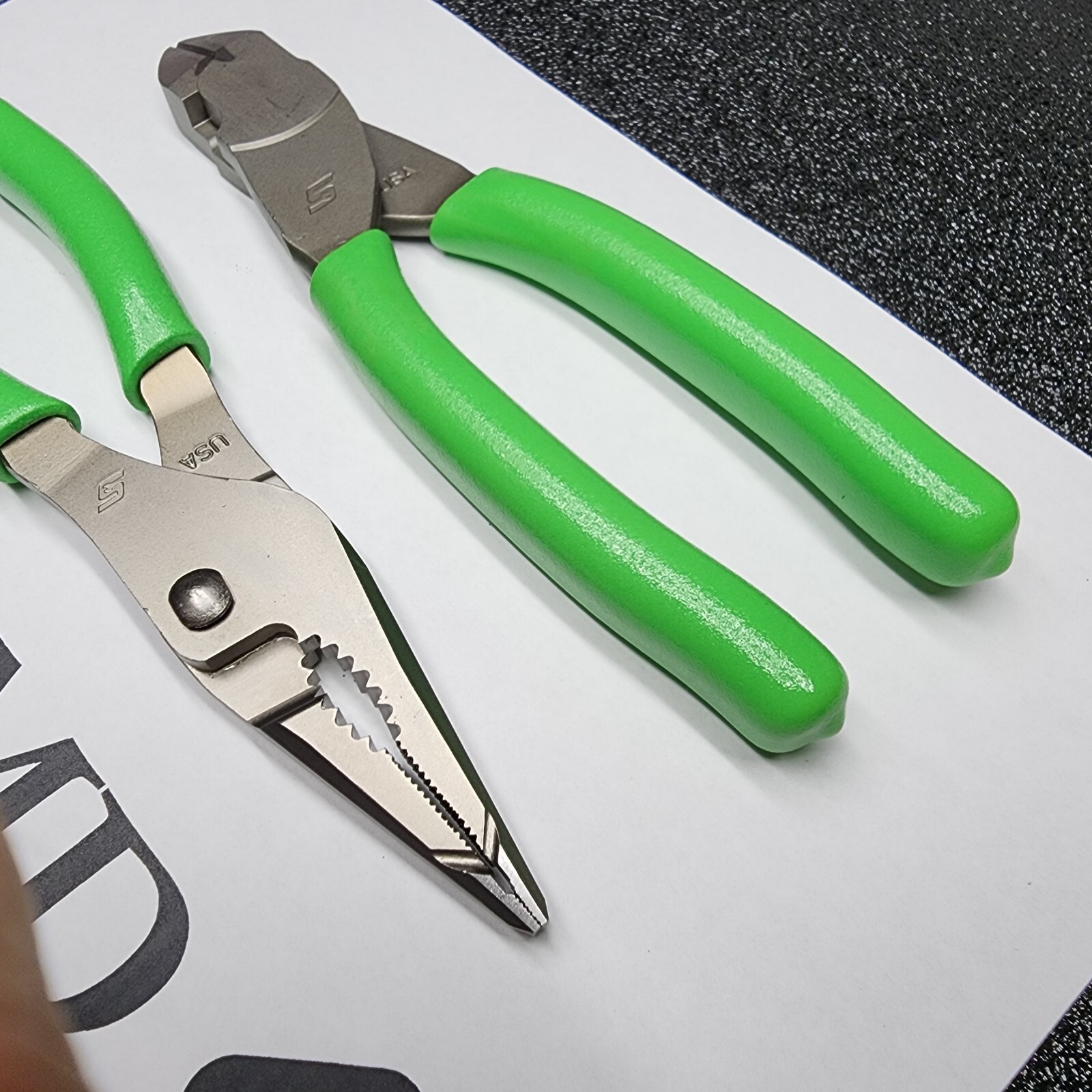Snap-on Tools 2pc GREEN 7″ Long Nose Slip-Joint Pliers & Diagonal Cutter LN46ACF