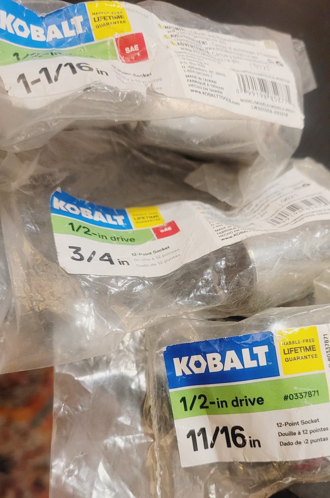New Kobalt SAE 1/2″ Drive 12 Pt. Sockets Std Depth Multiple Sizes Available