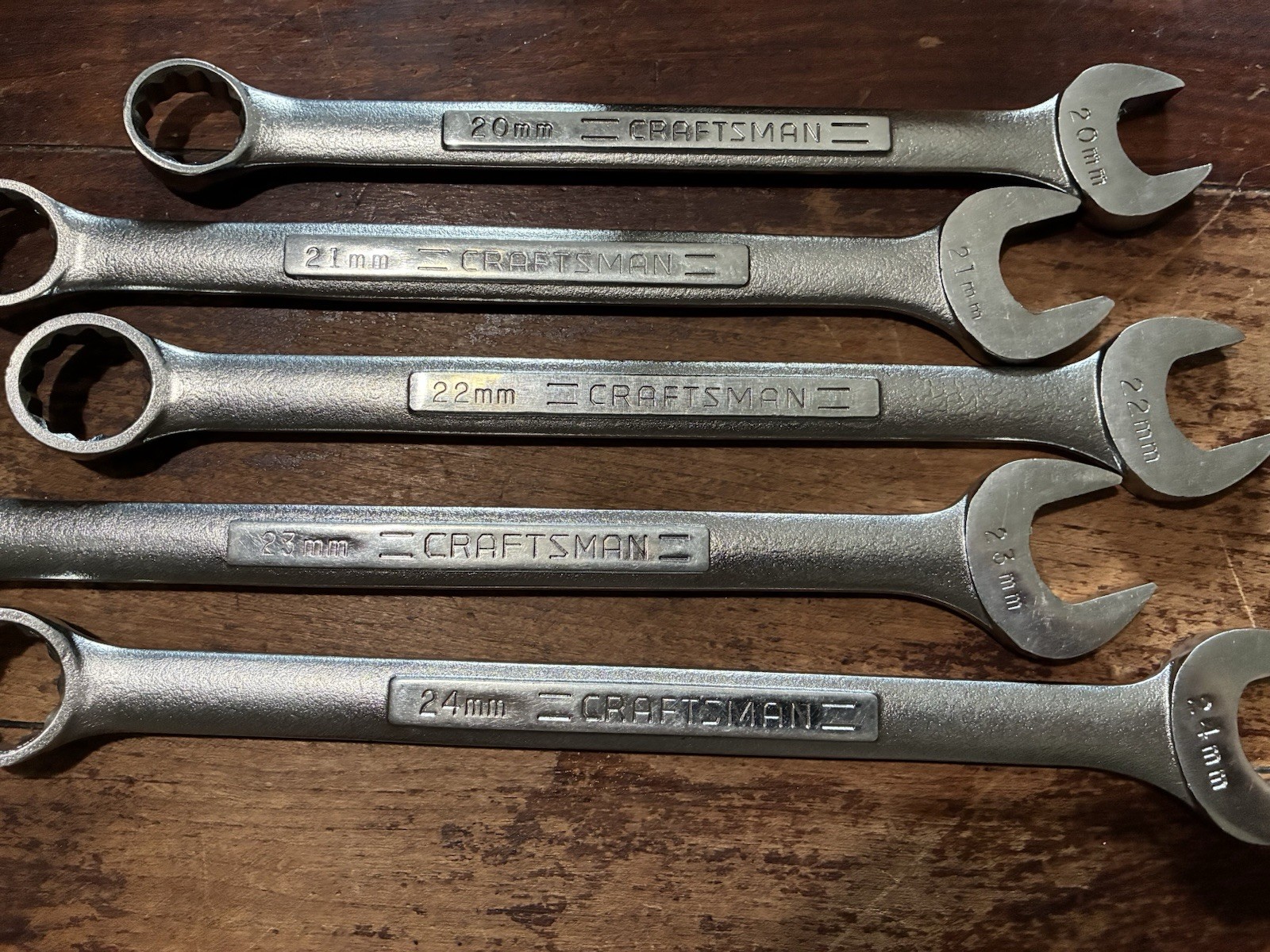 Craftsman Tools USA 5pc 20mm-24mm Large Metric Combination Wrench Set Used