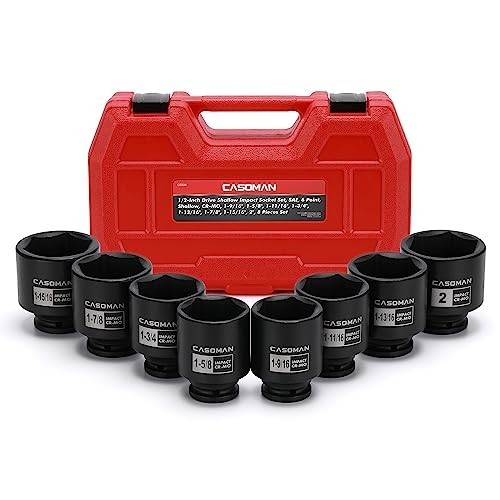 1/2″ Drive Shallow Spindle Axle Nut Impact Socket Set, 8 Piece, 1-9/16″ to 2″, S