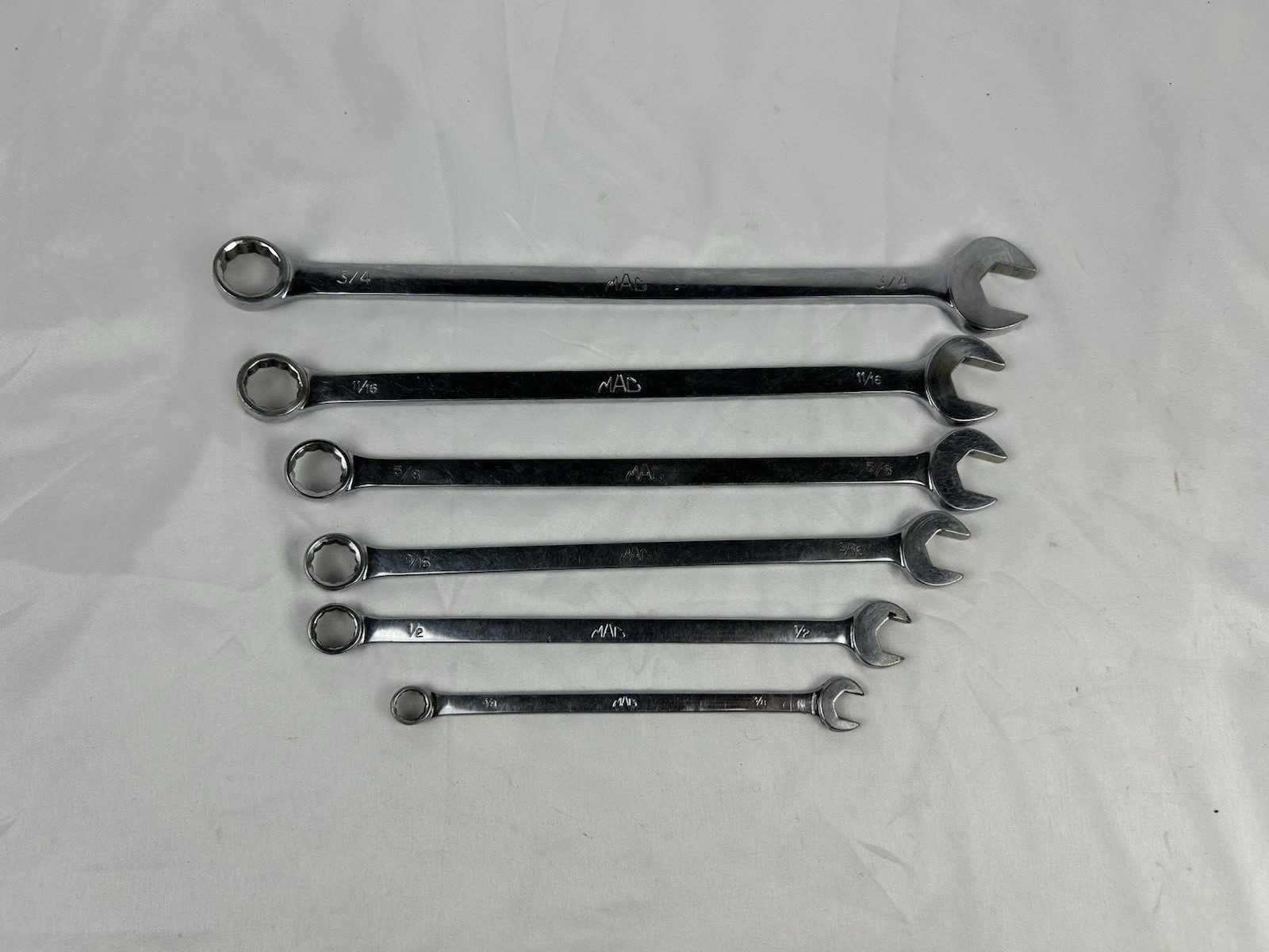 MAC Wrenches 6pc Set ExLong Combination 3/8-1/2-9/16-5/8-11/16-3/4 Sae