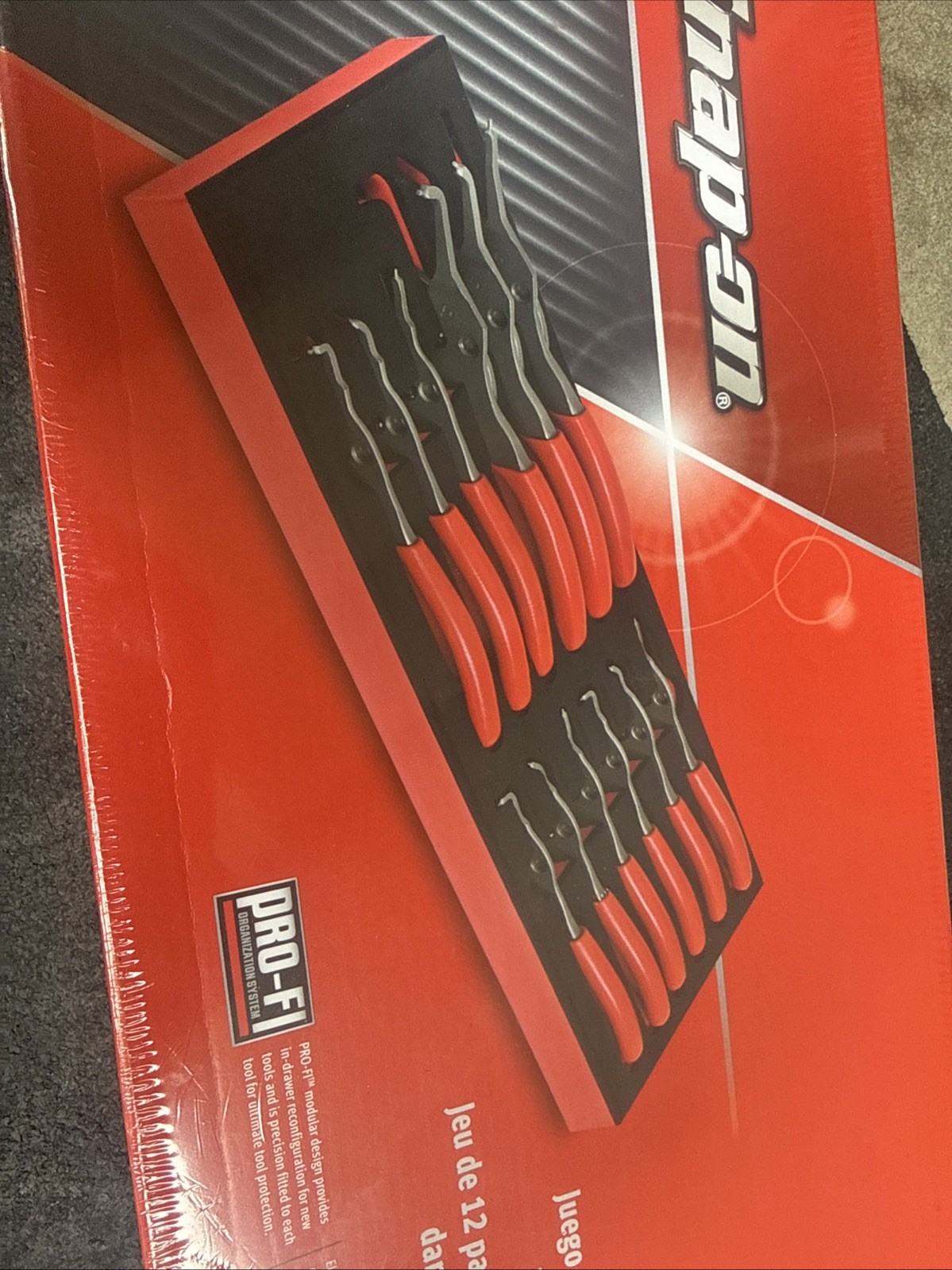 For Snap-on Tools NEW RED 12-Piece Master Snap Ring Pliers Foam Set SRPCR1200FR