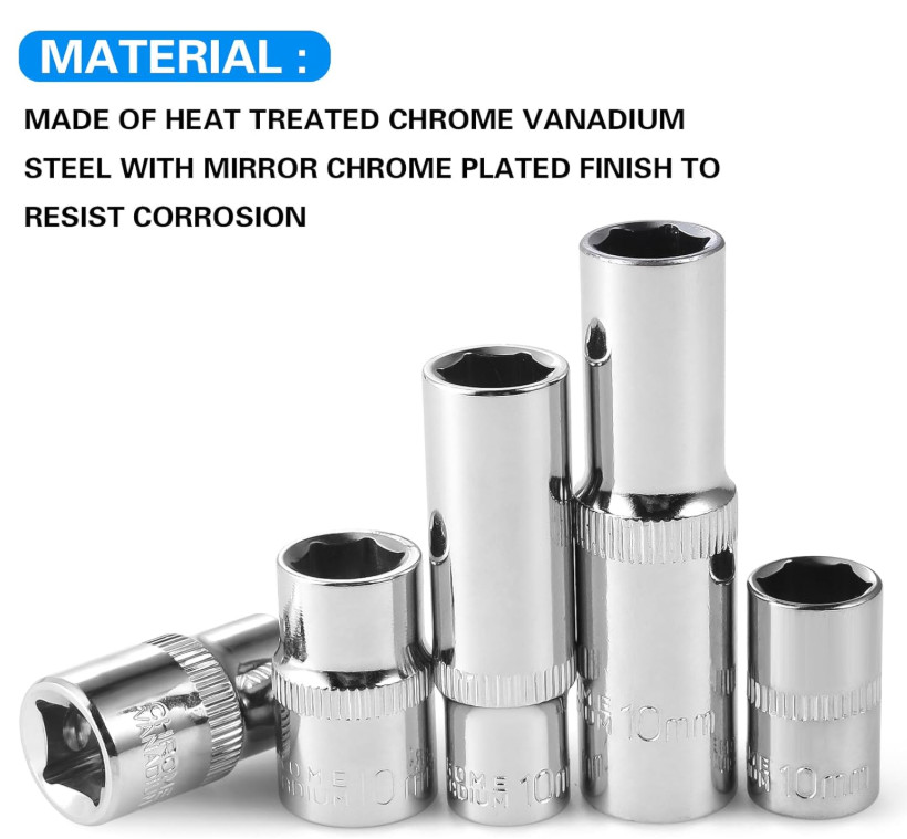 [10-Piece] 10mm Socket Set, 1/4-Inch & 3/8-Inch Drive Impact Socket, 6-Point & 1