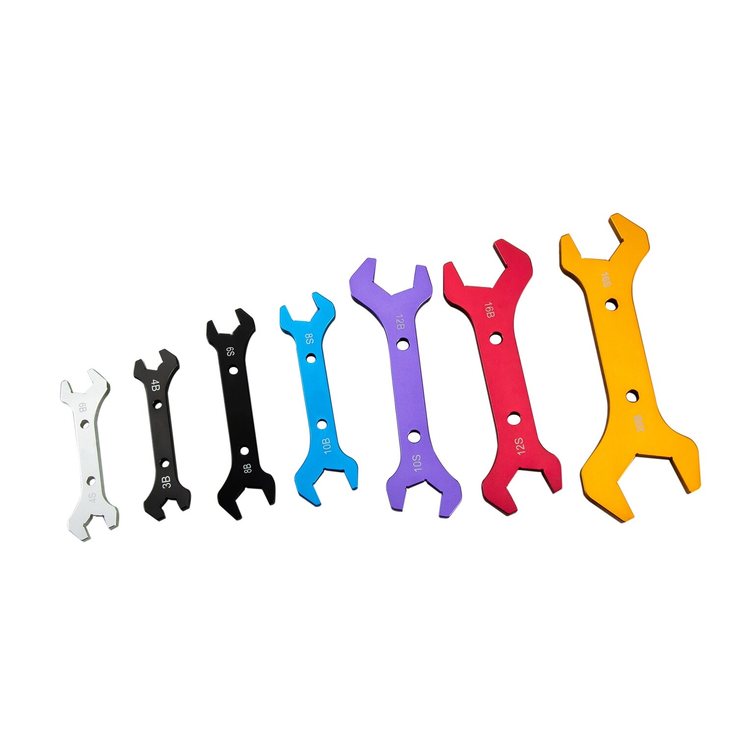 7 Pcs Double Hose Ended Spanner Tool Kit AN3 to 20AN Wrench Set Anodized | NEW