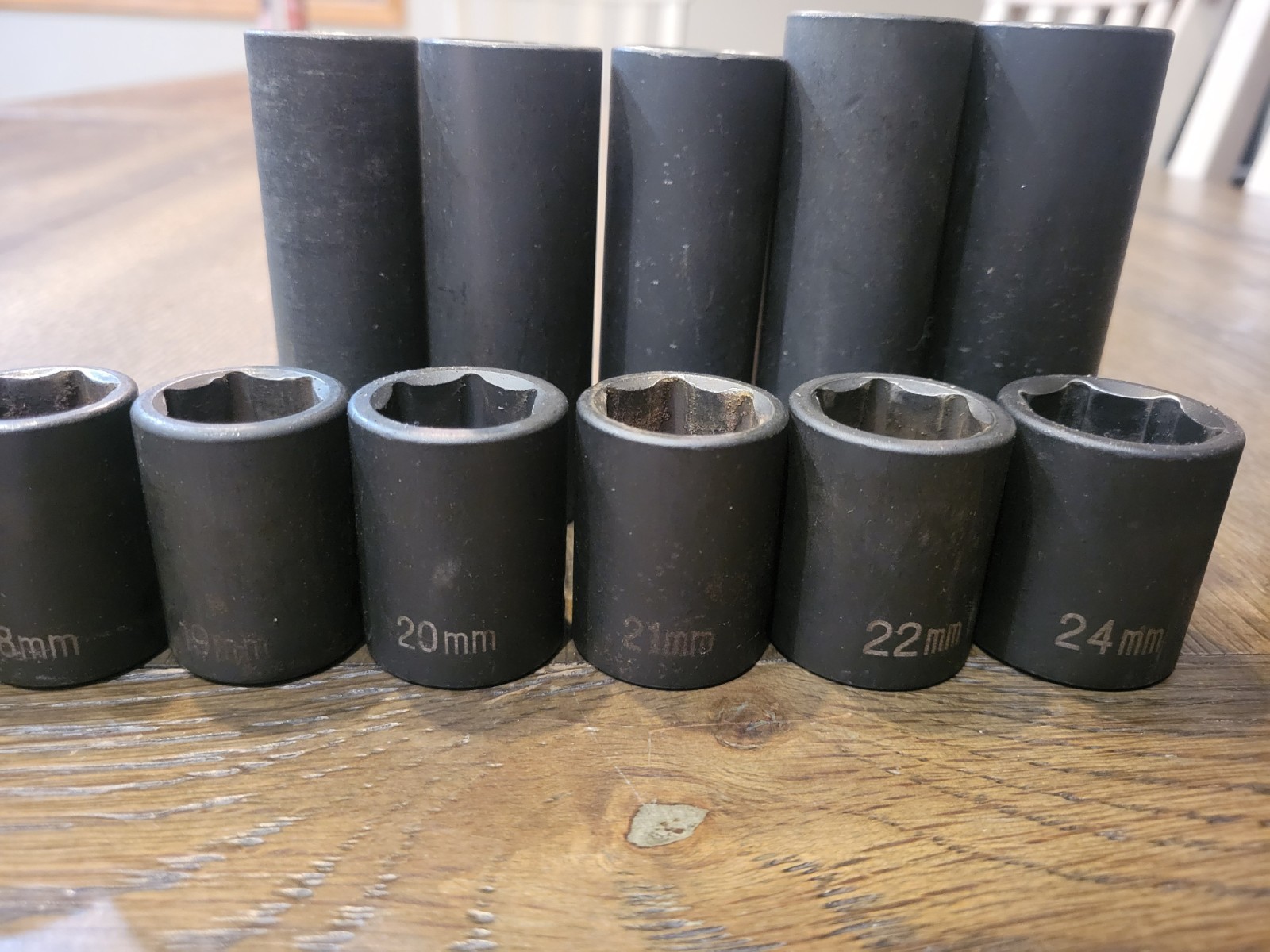 Grey Pneumatic 1/2″ Drive Metric Impact Sockets. Shallow And Deep With Extension