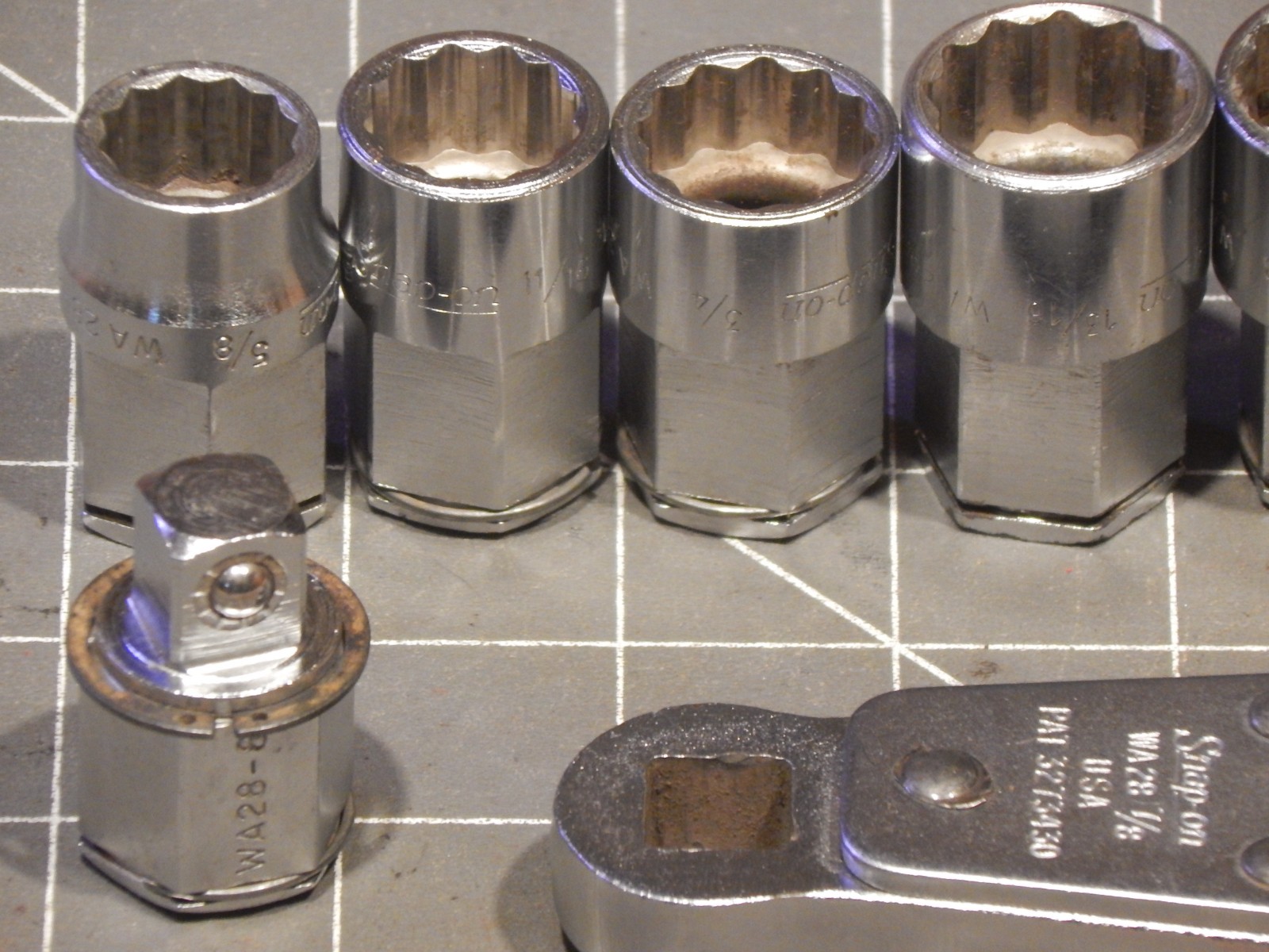 Snap On 8Pc SAE Pass Through Alignment Socket 7/8″ Ratchet Set 5/8″ 15/16″ 12Pt