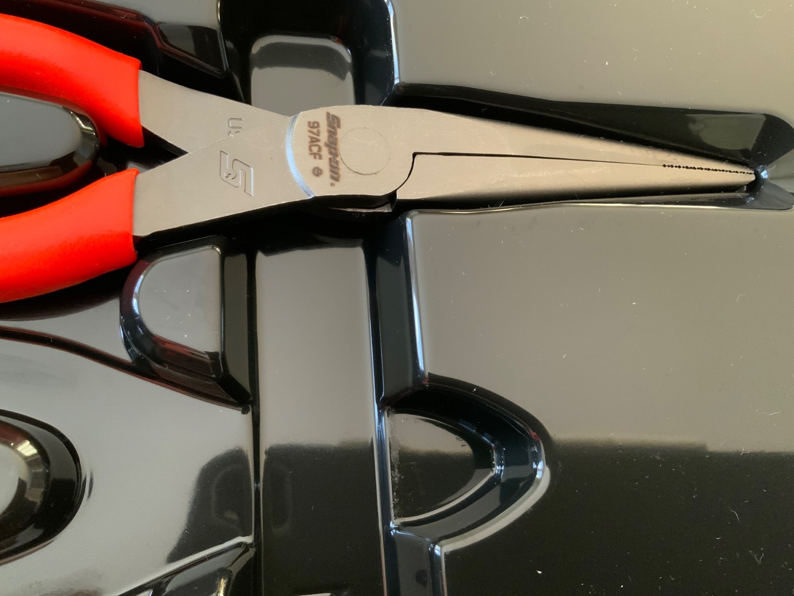 Snap-on Tools NEW 97ACF 9in ORANGE Soft Grip Rounded Jaw Needle Nose Pliers USA