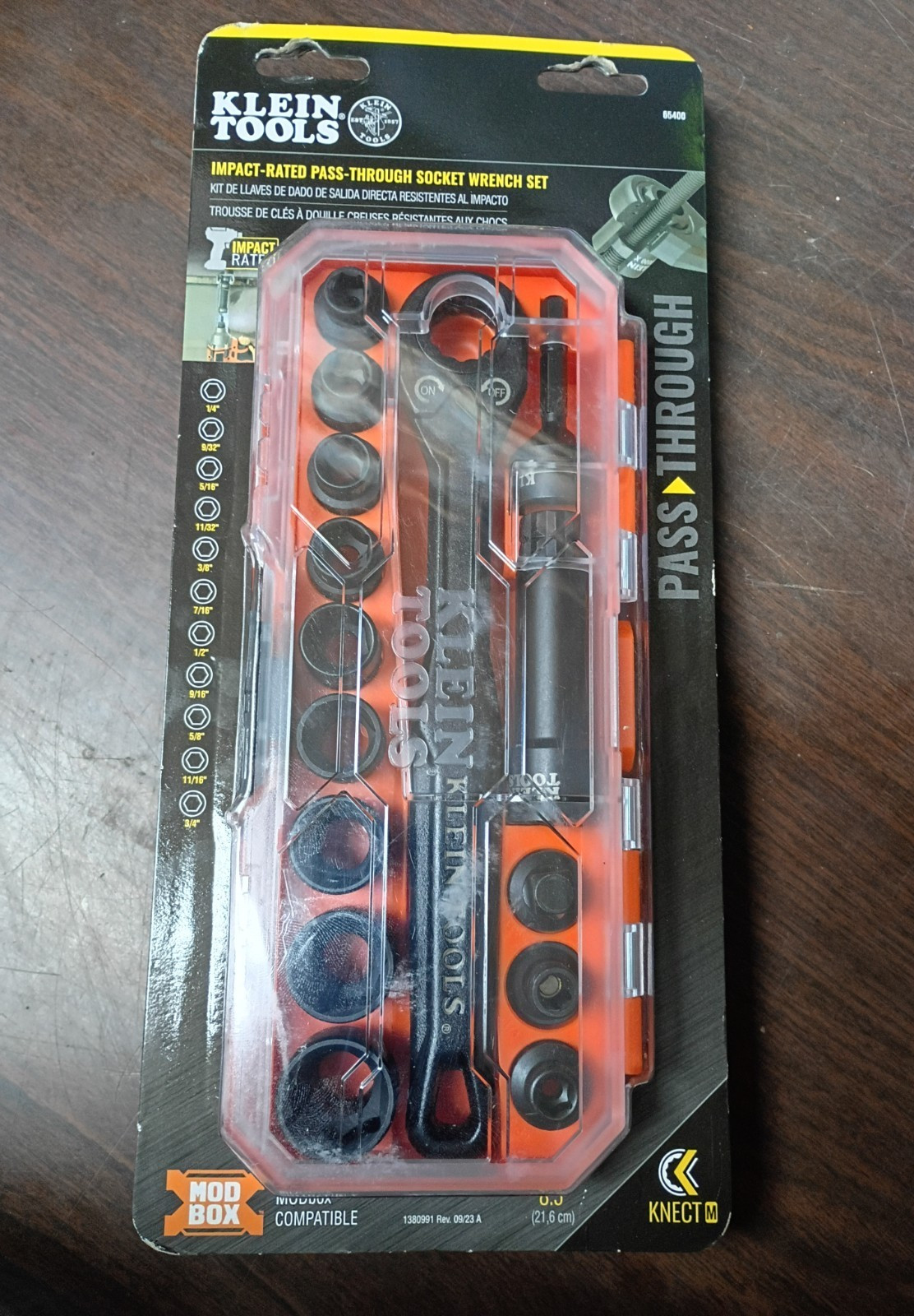 KLEIN TOOLS 65400 15-PIECE PASS THROUGH SOCKET WRENCH SET 3/8″ DRIVE NEW