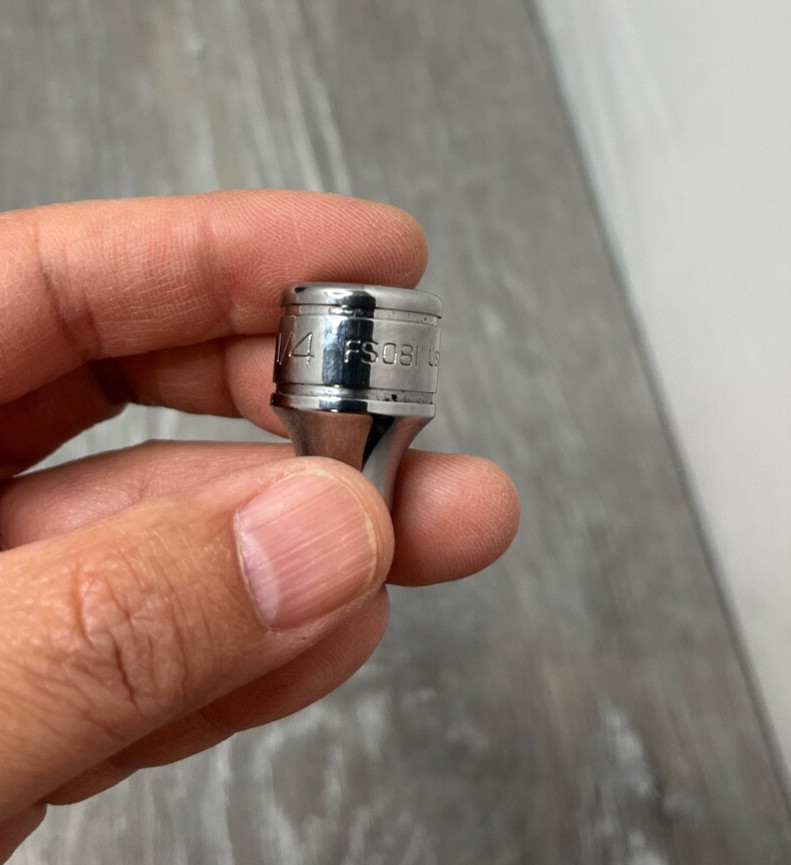 Snap-On FS081 3/8″ Drive 6-Point SAE 1/4″ Flank Drive Shallow Socket, Chrome